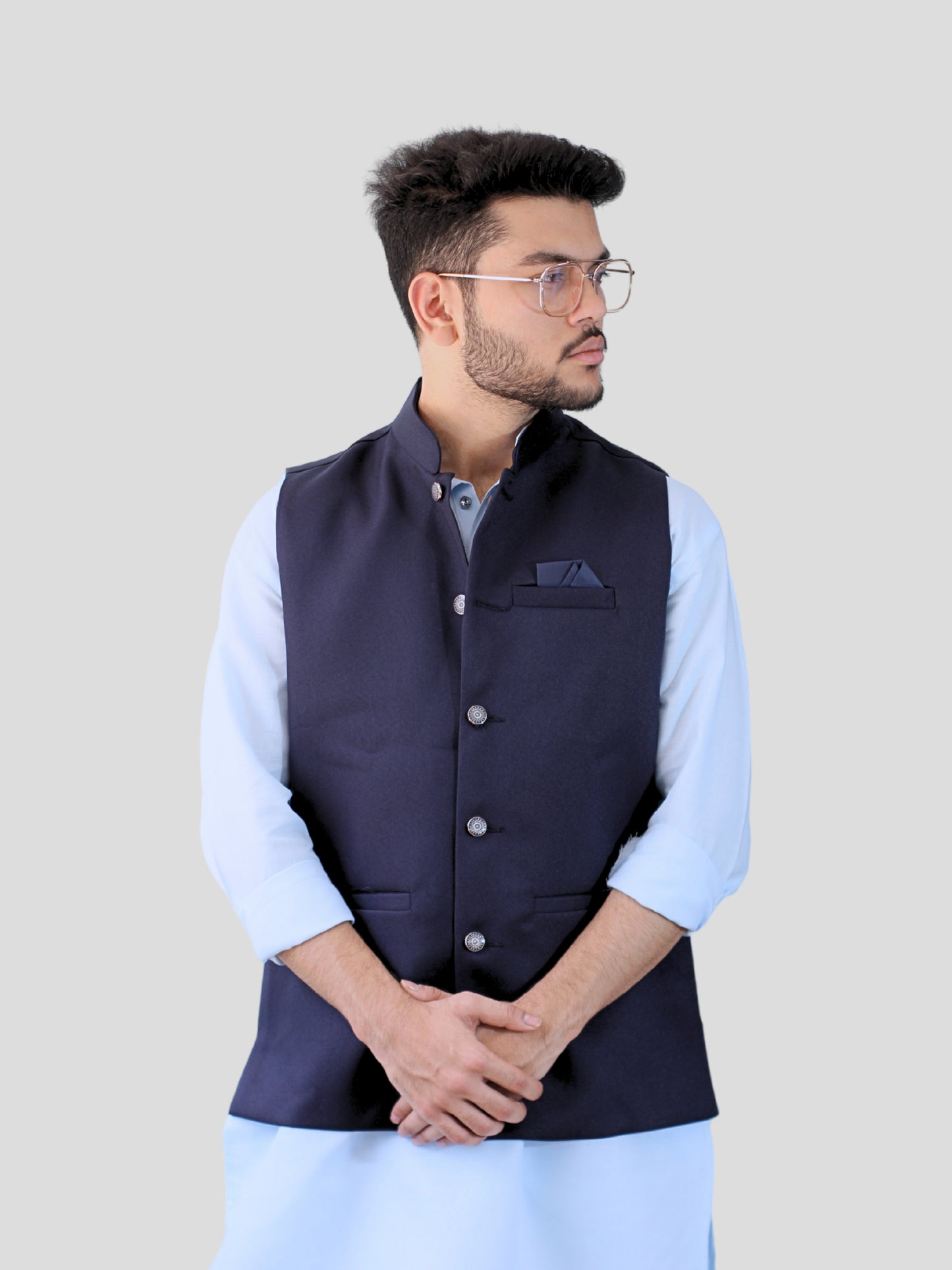 Youth Robe Men's Kurta Pajama with Modi Jacket (Navy Blue)