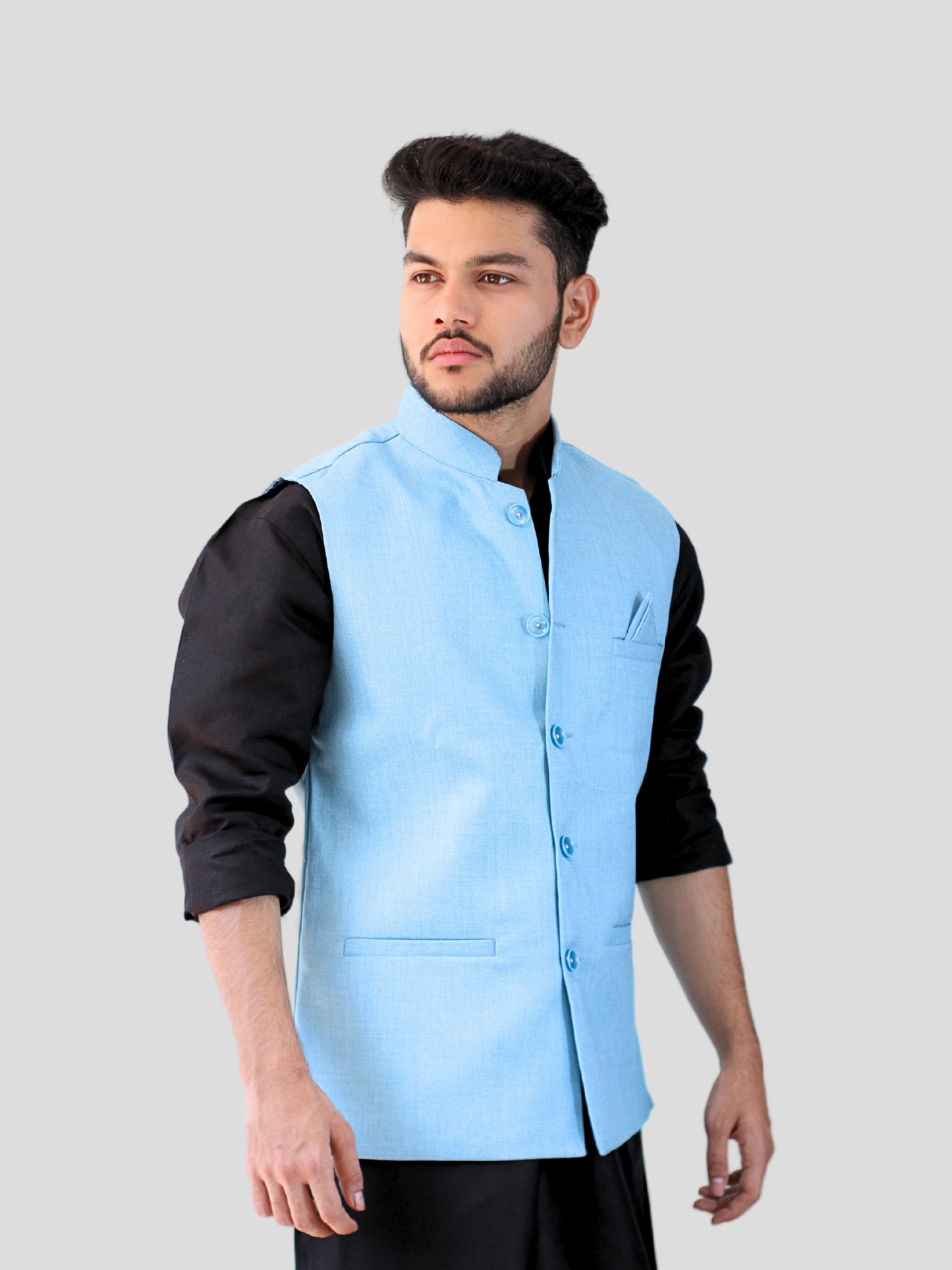 Youth Robe Men's Kurta Pajama with Modi Jacket (Sky Blue)