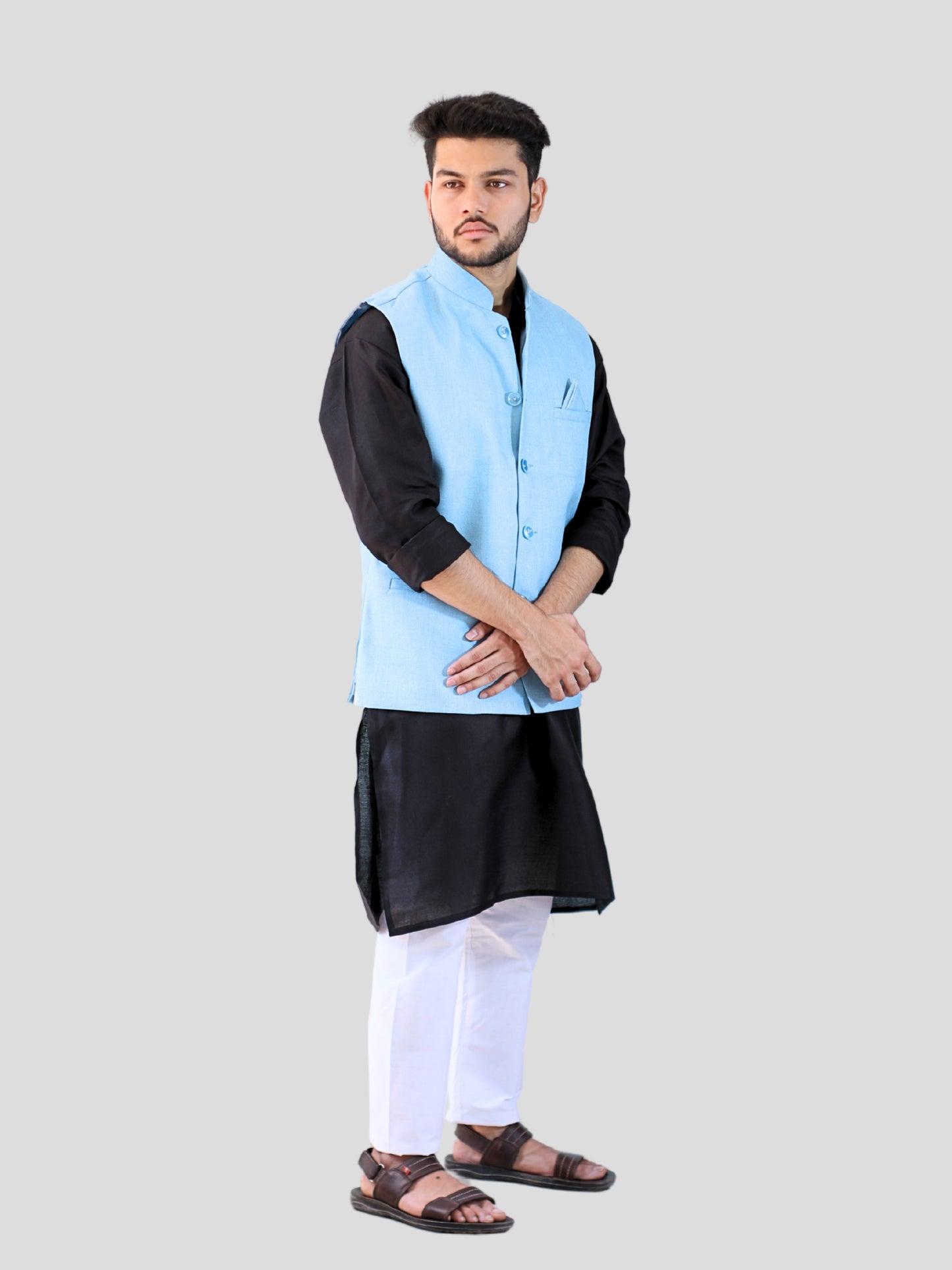 Youth Robe Men's Kurta Pajama with Modi Jacket (Sky Blue)