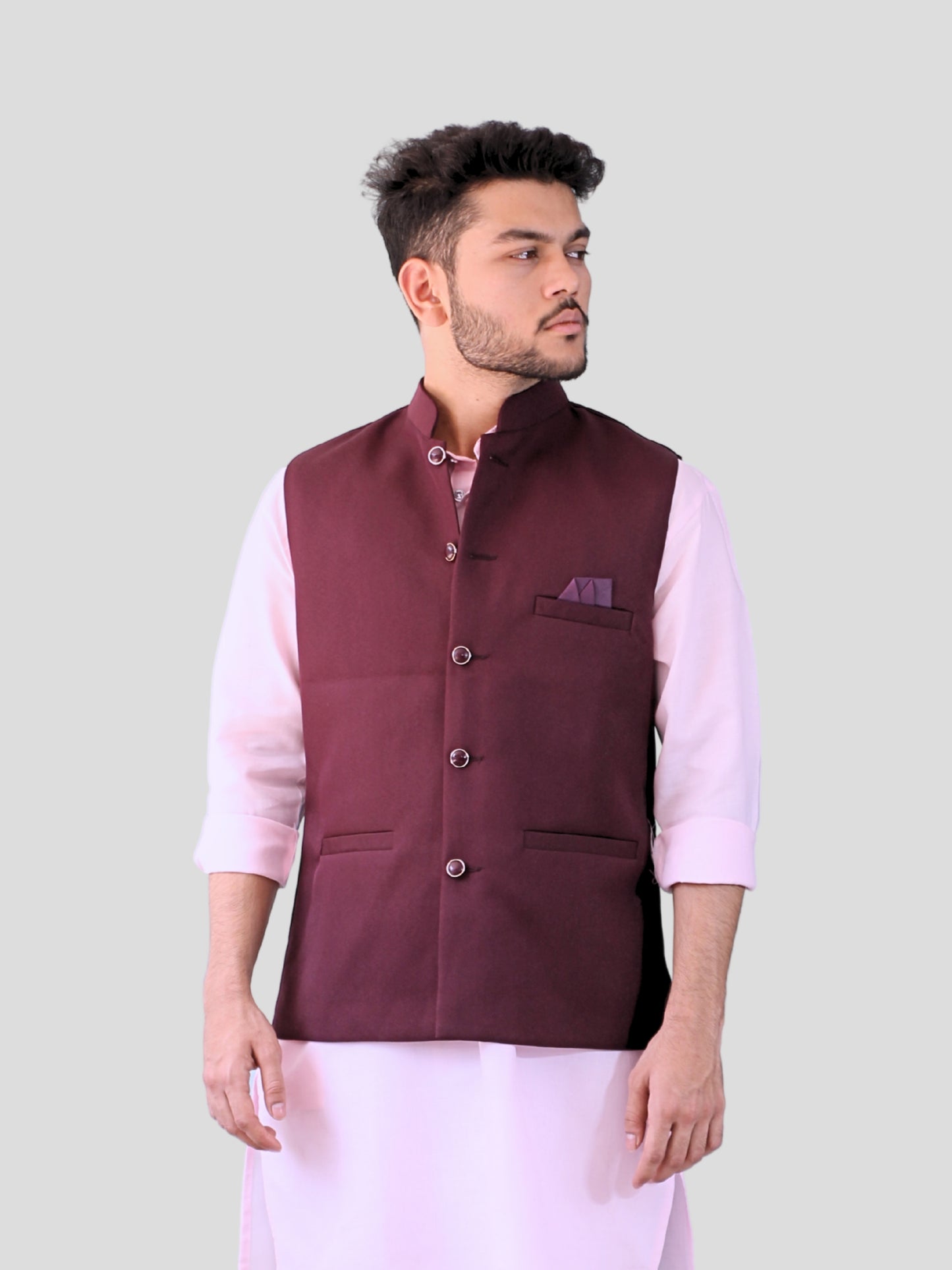 Youth Robe Men's Kurta Pajama with Modi Jacket (Wine)