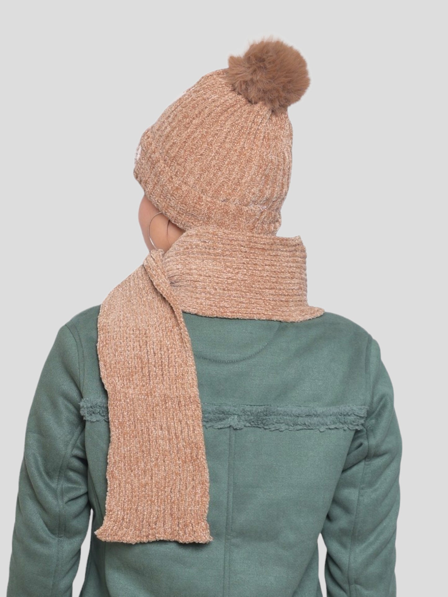 Youth Robe Women's Cap with Muffler (Brown)