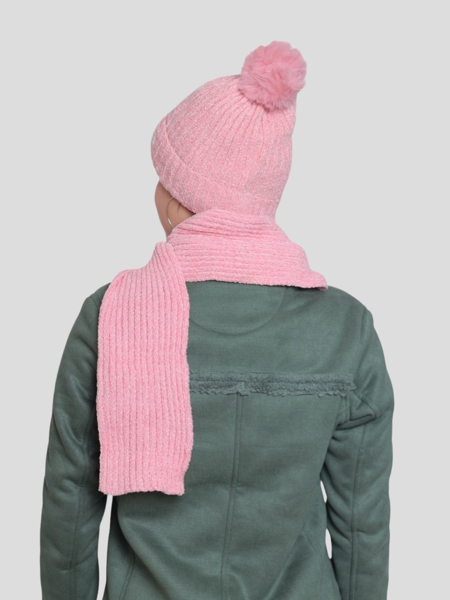 Youth Robe Women's Cap with Muffler (Pink)