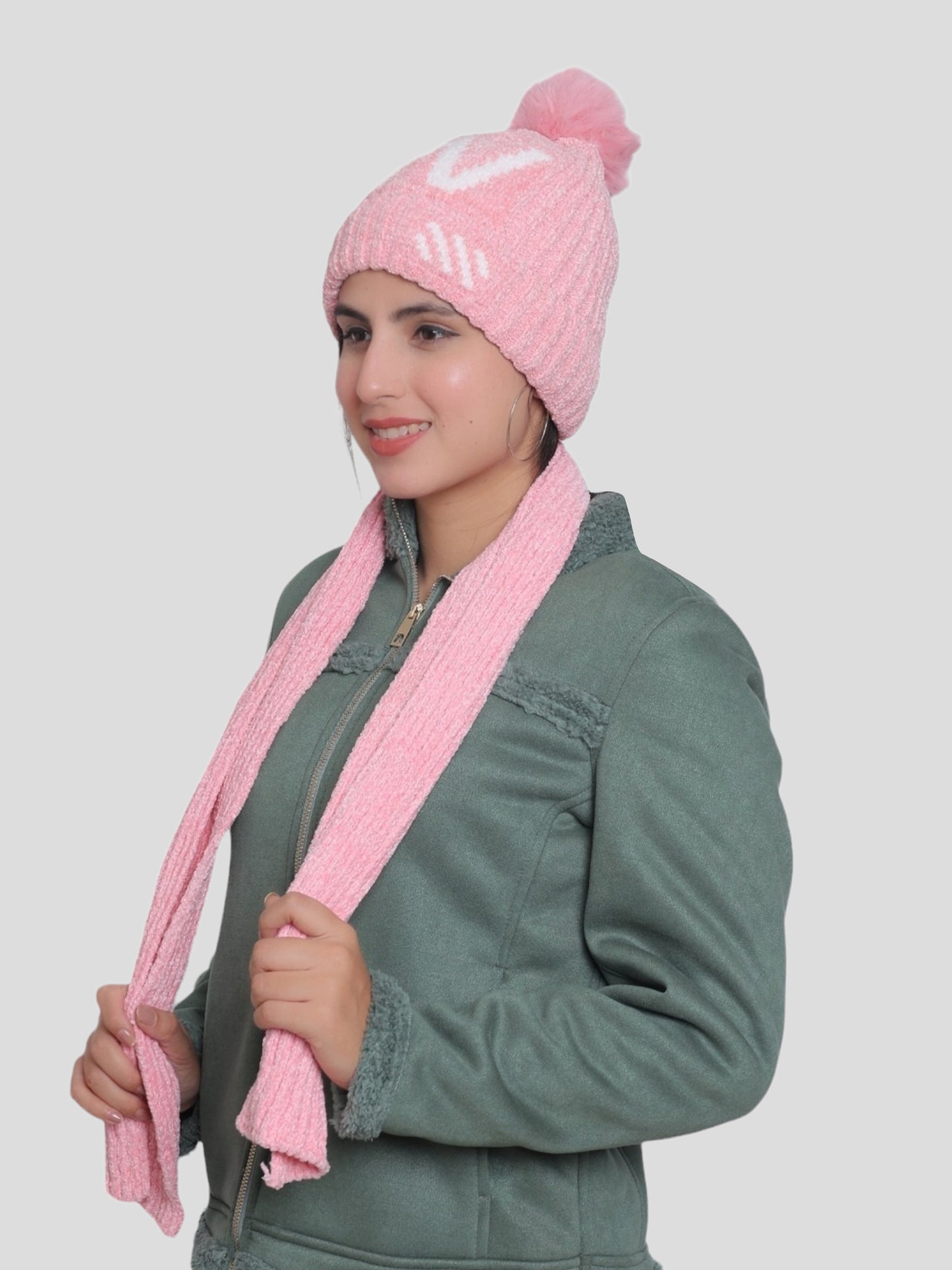 Youth Robe Women's Cap with Muffler (Pink)