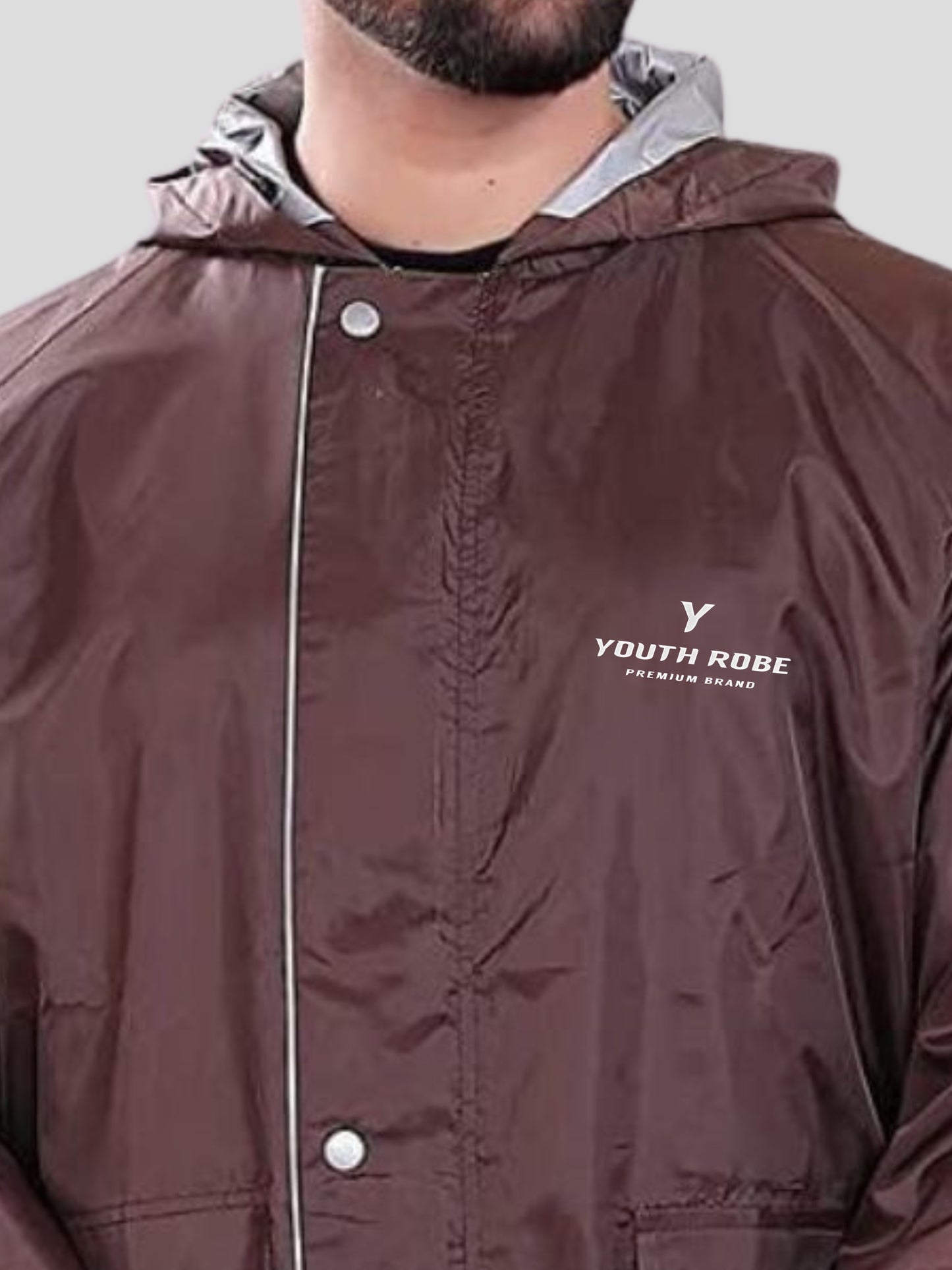 YOUTH ROBE Men's Long Raincoat (Brown)