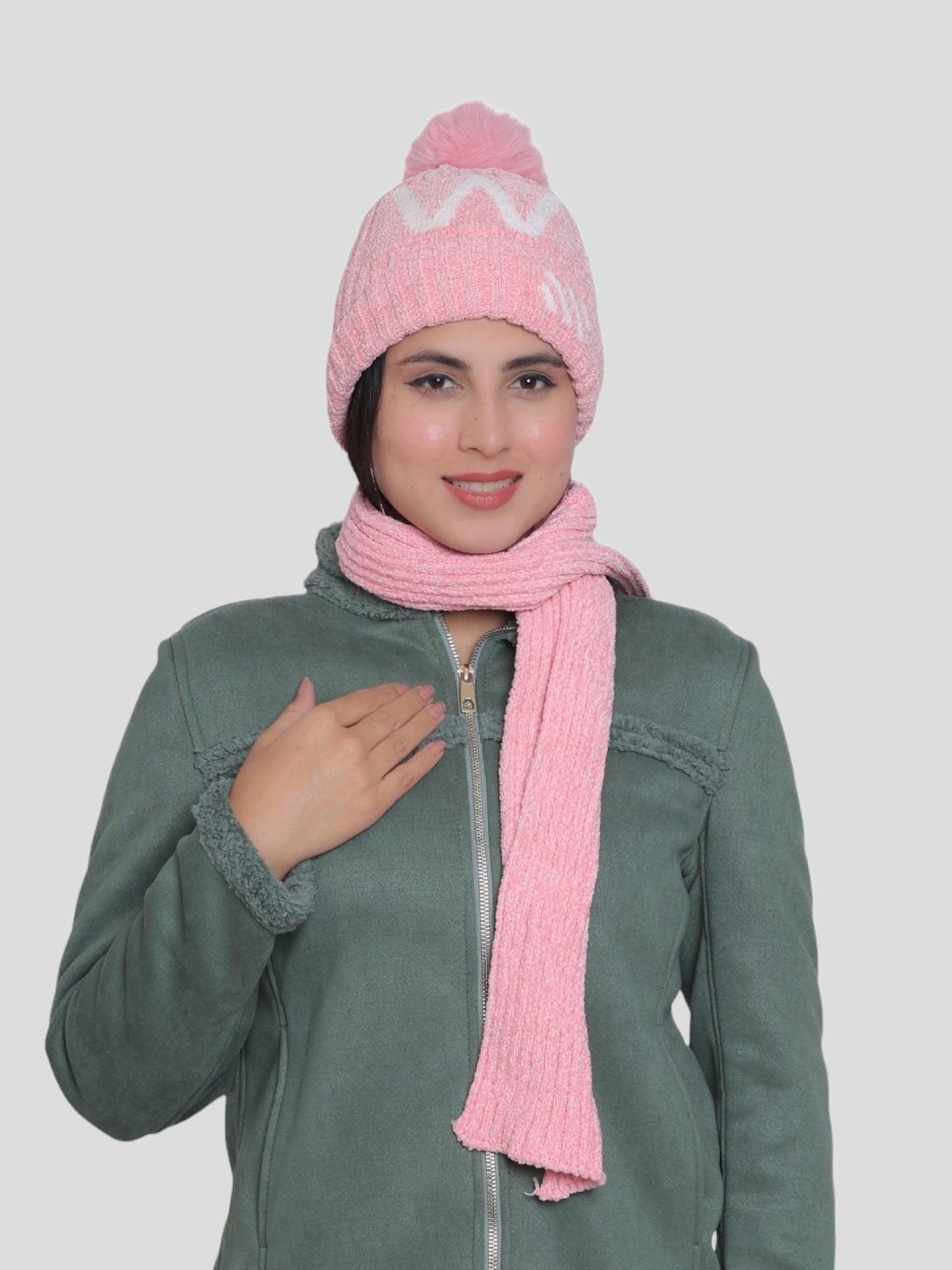 Youth Robe Women's Cap with Muffler (Pink)