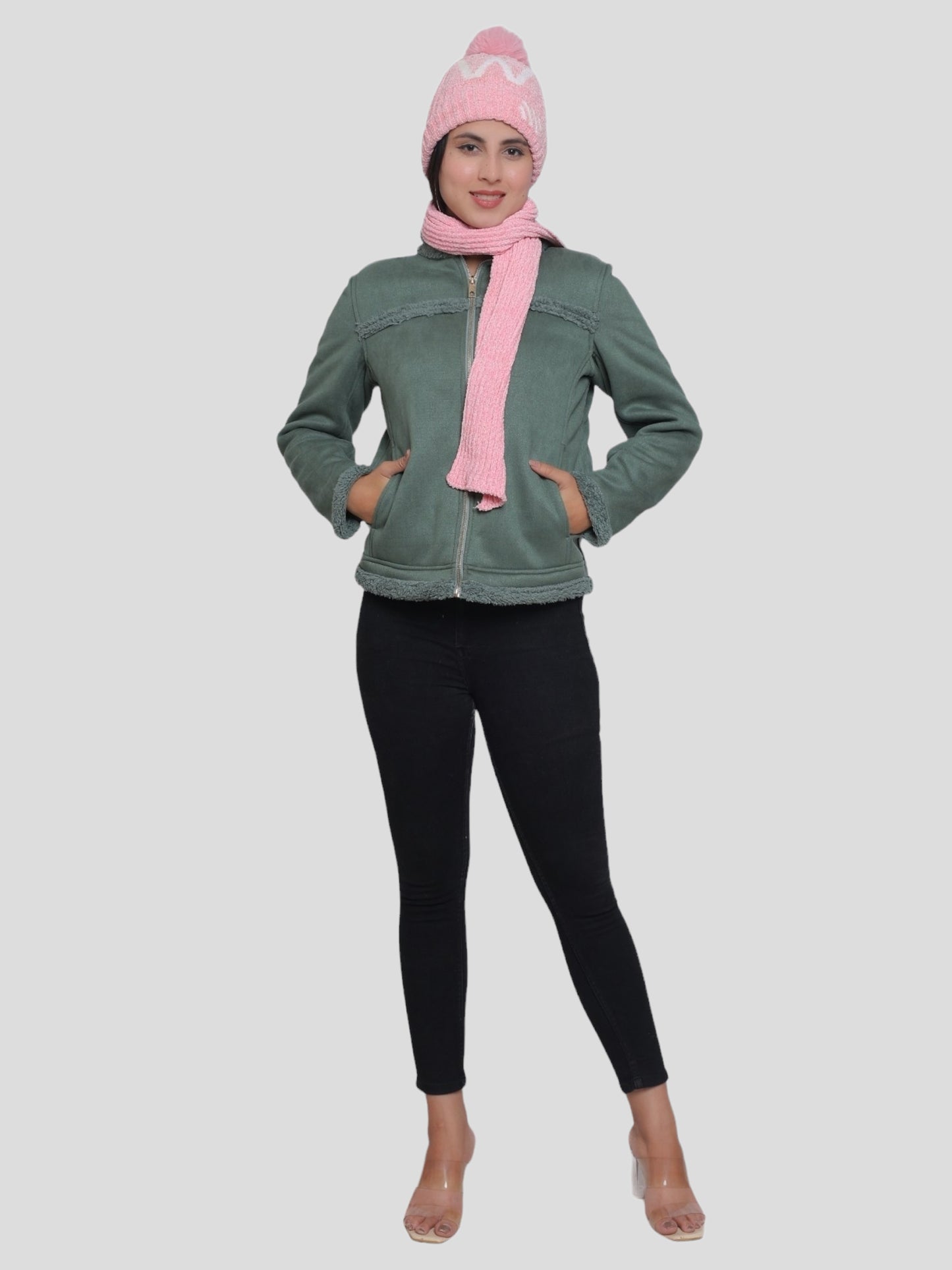 Youth Robe Women's Cap with Muffler (Pink)