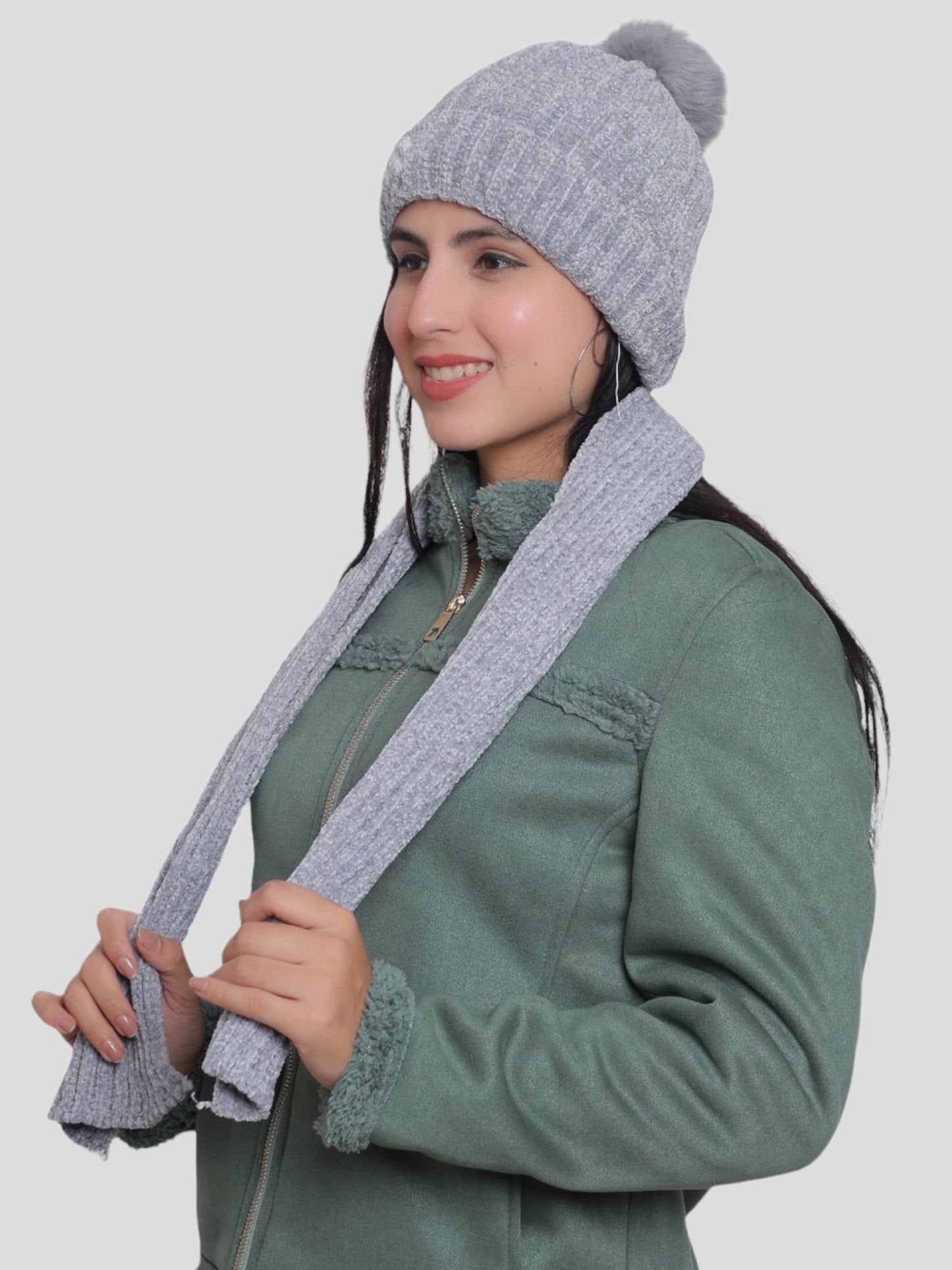 Youth Robe Women's Cap with Muffler (Grey)