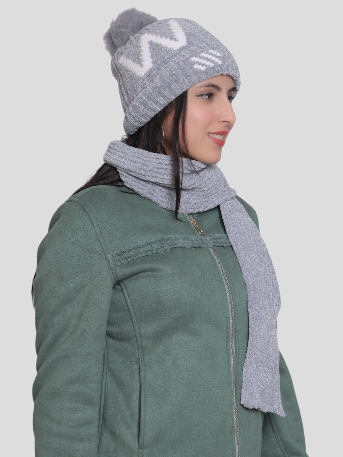 Youth Robe Women's Cap with Muffler (Grey)