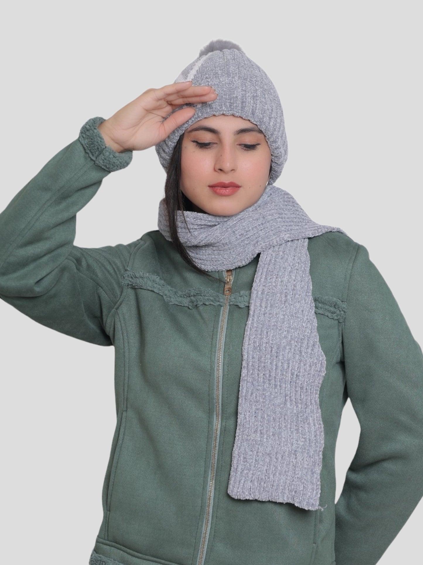 Youth Robe Women's Cap with Muffler (Grey)