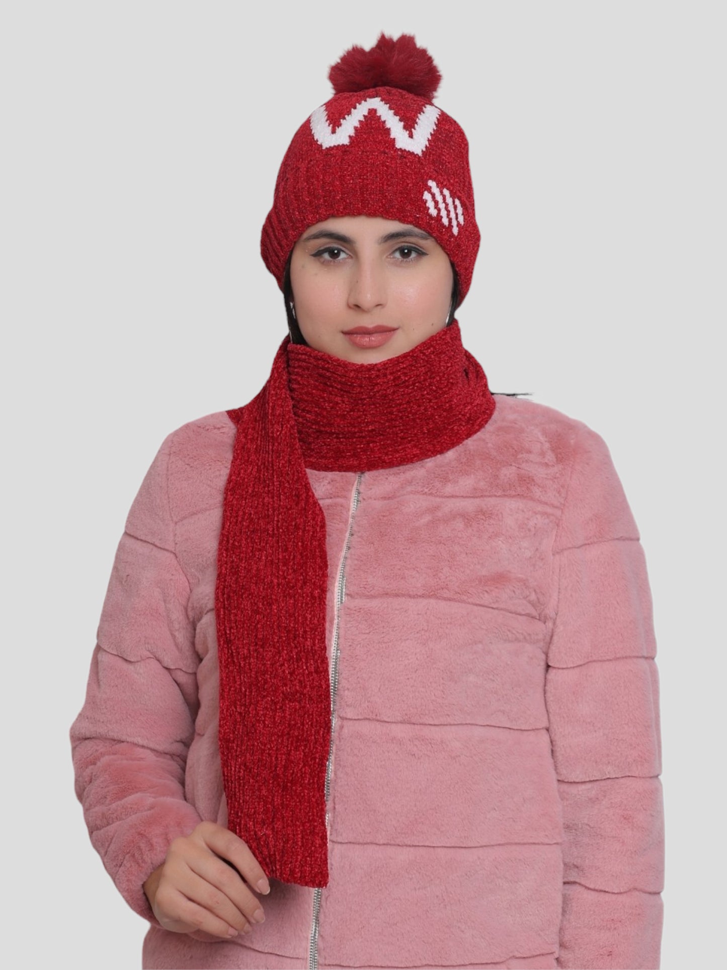 Youth Robe Women's Cap with Muffler (Red)