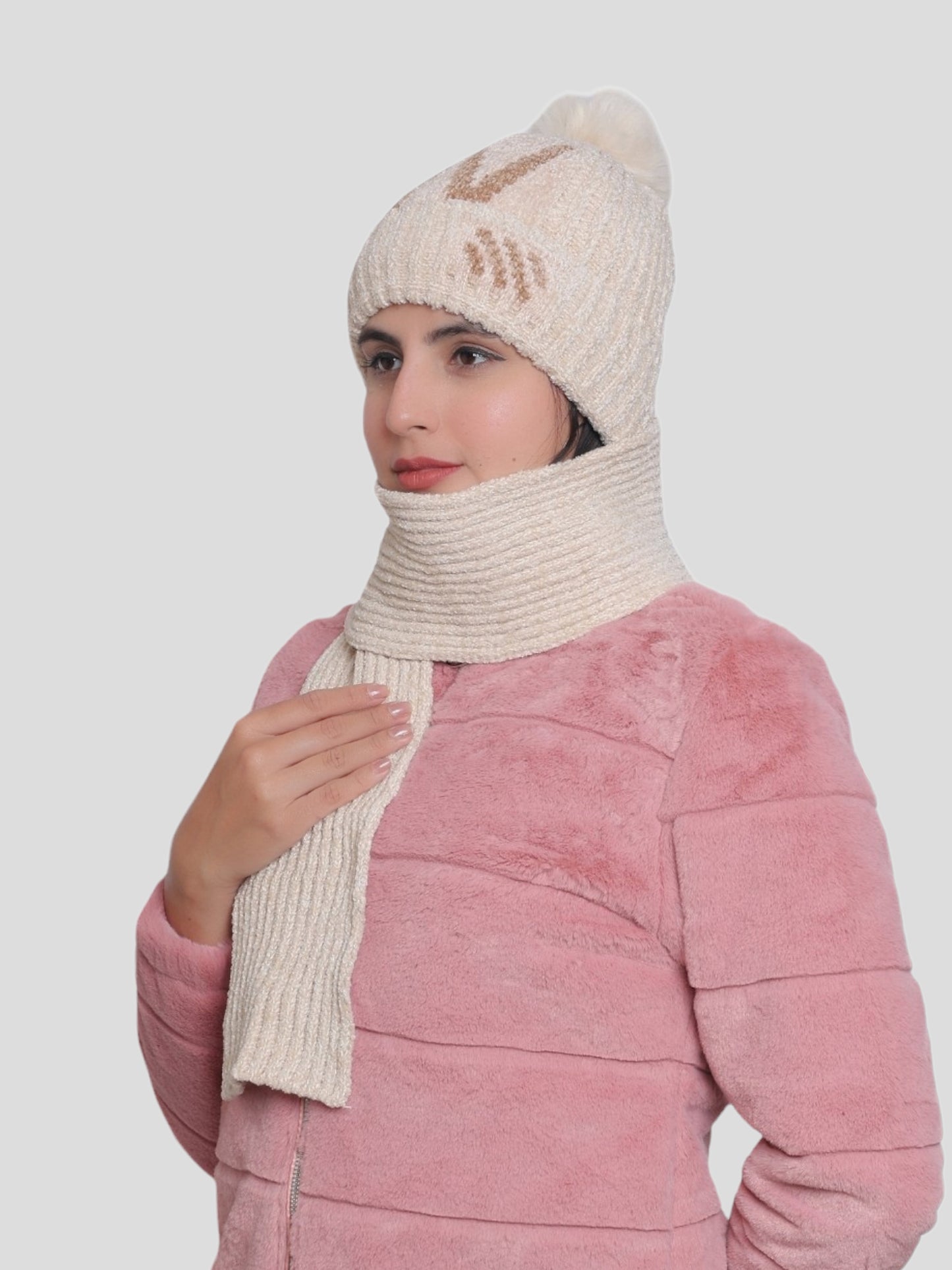 Youth Robe Women's Cap with Muffler (Beige)