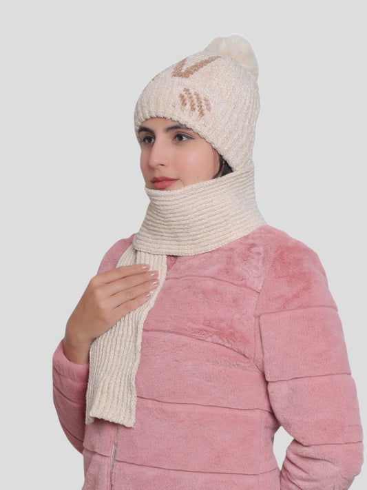 Youth Robe Women's Cap with Muffler (Beige)
