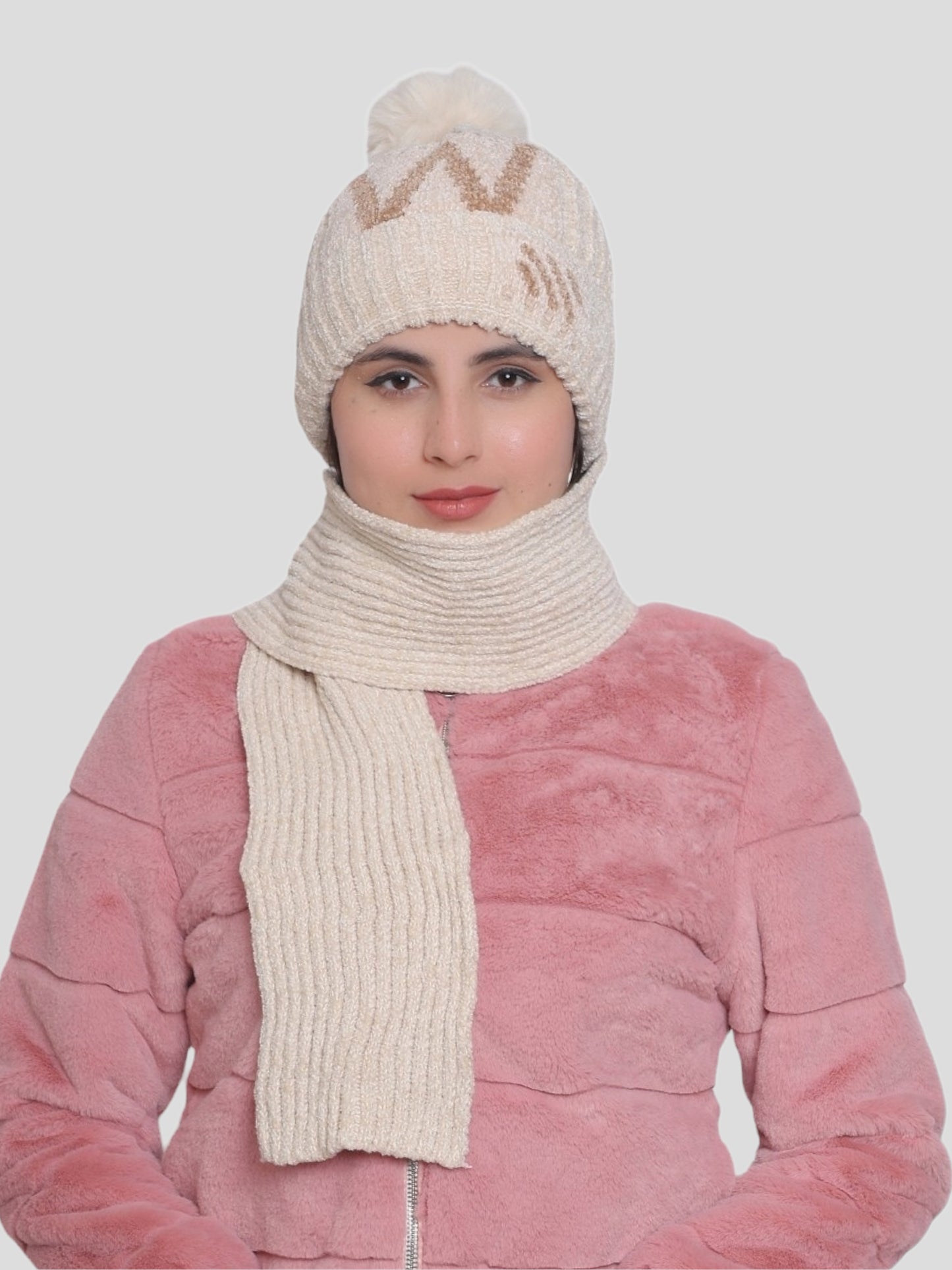 Youth Robe Women's Cap with Muffler (Beige)