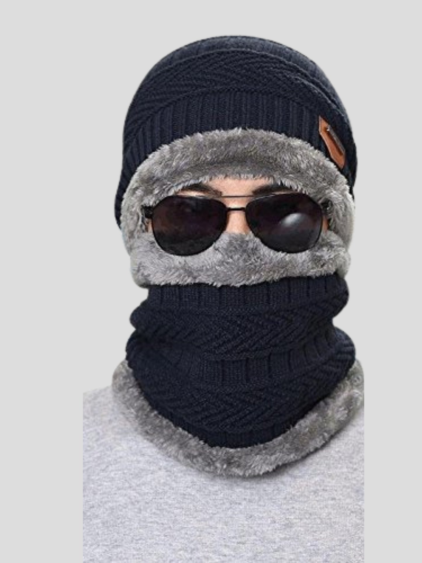 Youth Robe Men's Cap with Round Neck Muffler (Blue)
