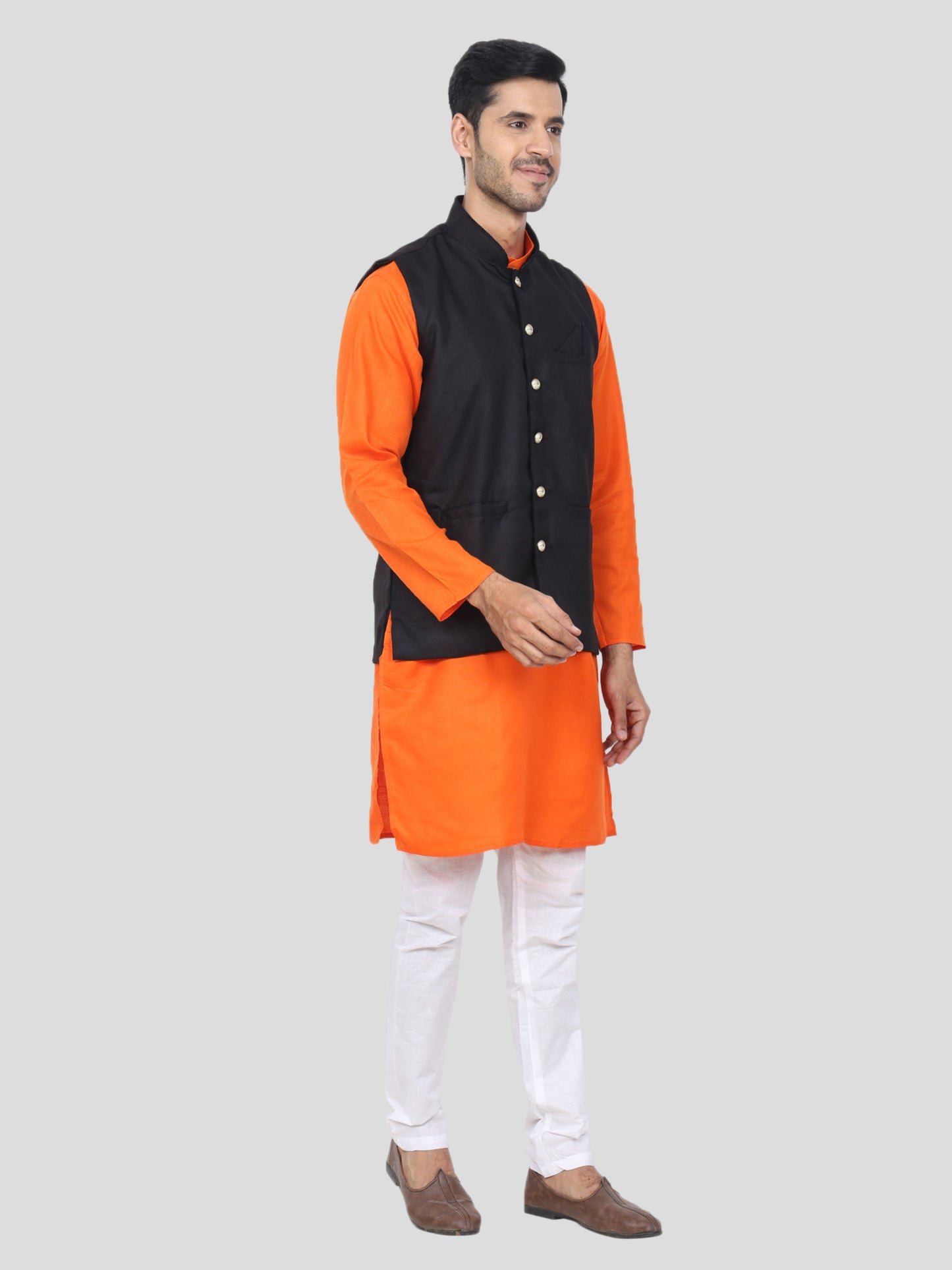 Youth Robe Men's Kurta Pajama with Modi Jacket (Orange)