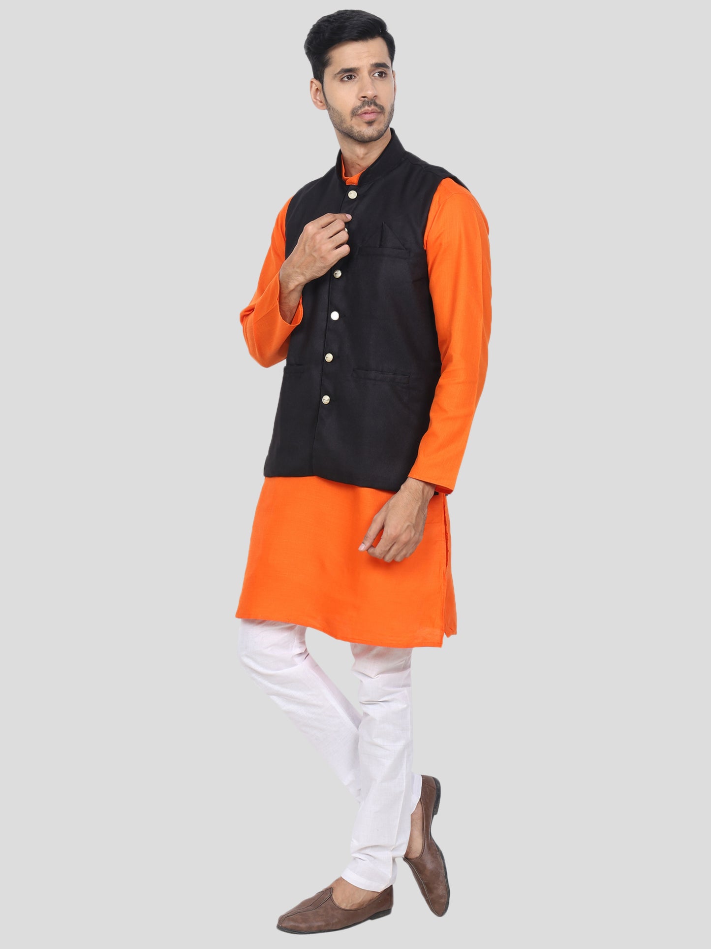 Youth Robe Men's Kurta Pajama with Modi Jacket (Orange)