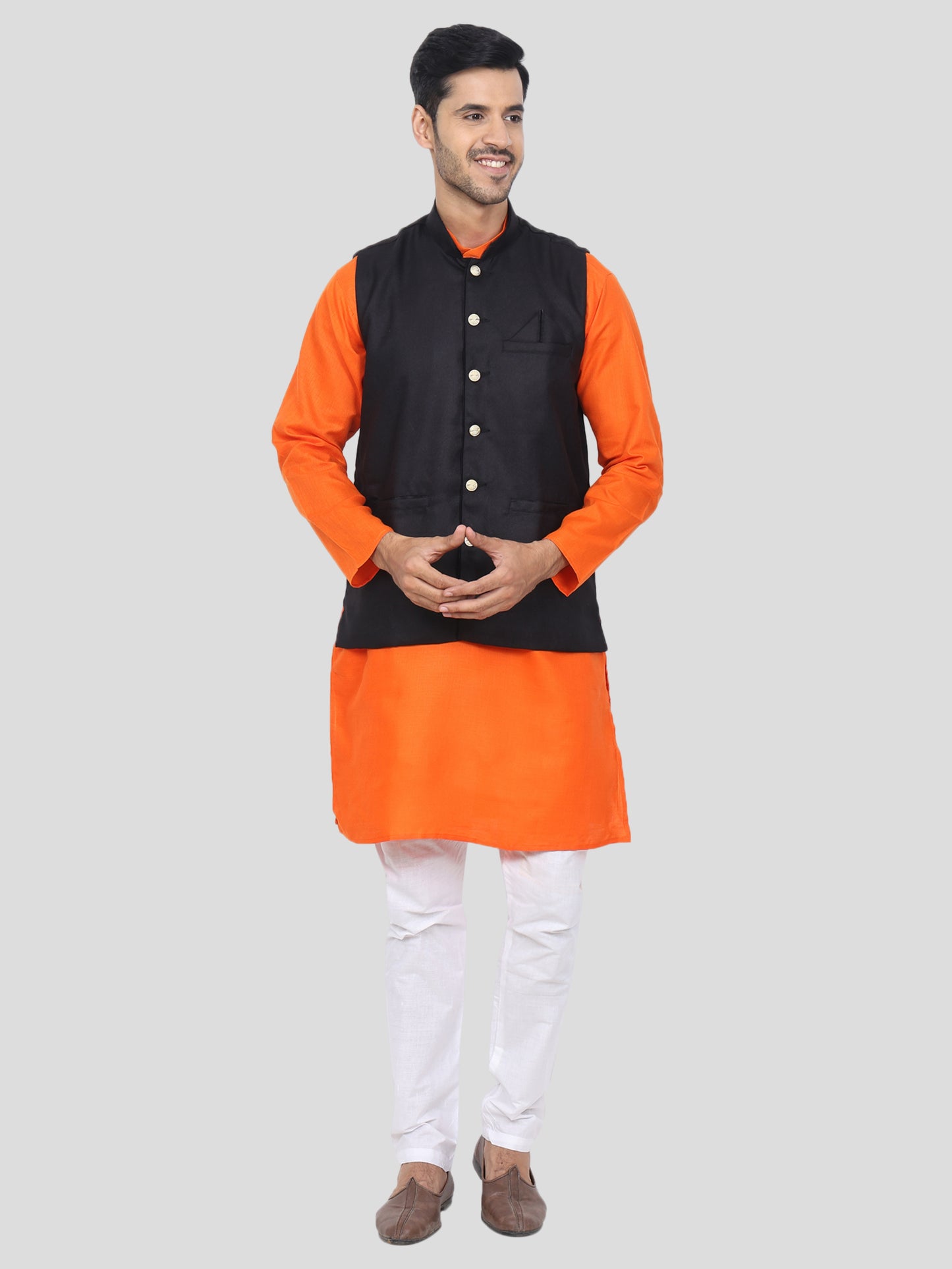 Youth Robe Men's Kurta Pajama with Modi Jacket (Orange)