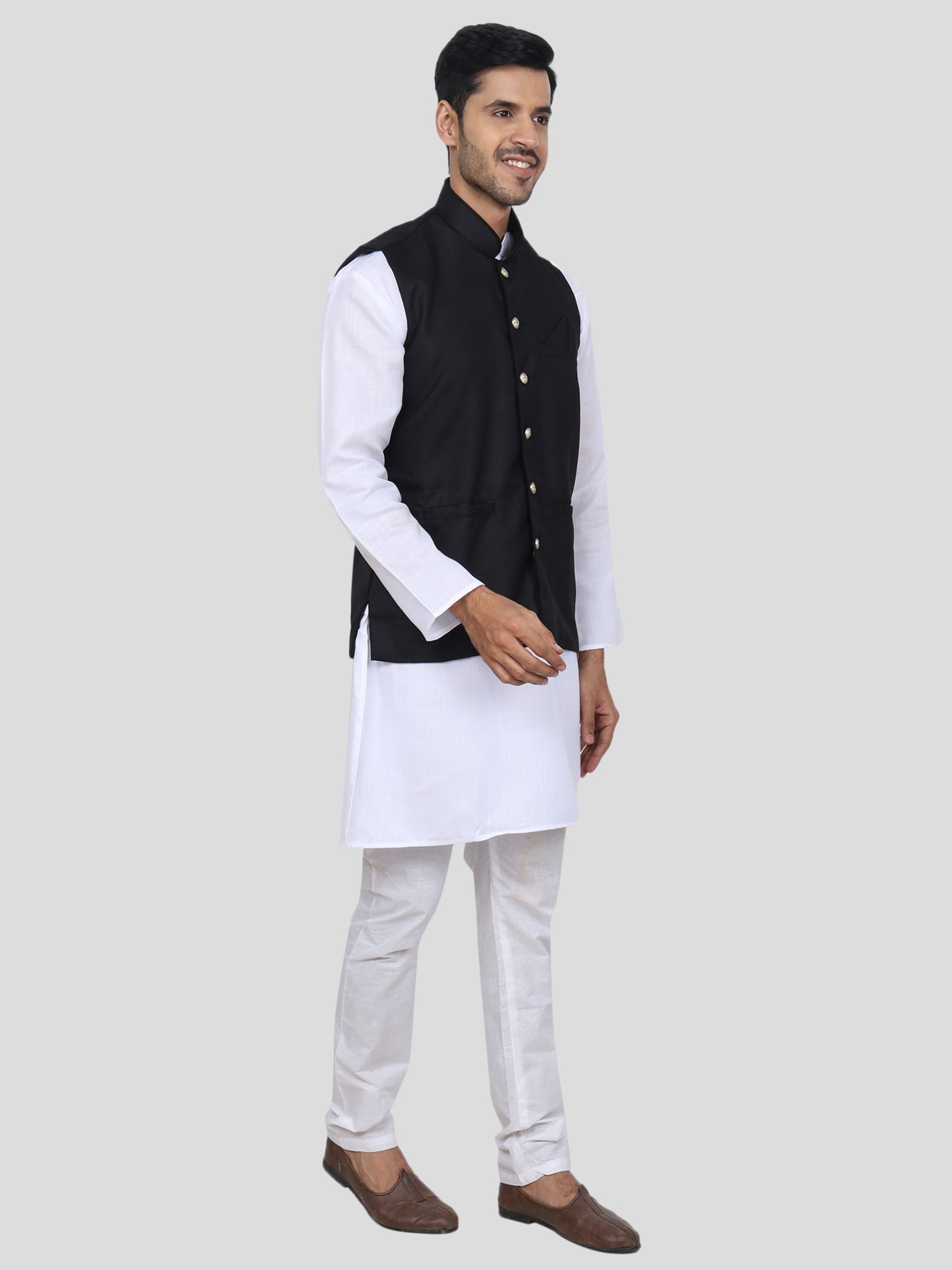 Youth Robe Men's Kurta Pajama with Modi Jacket (White)