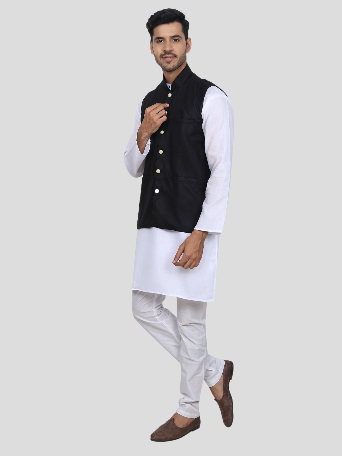 Youth Robe Men's Kurta Pajama with Modi Jacket (White)