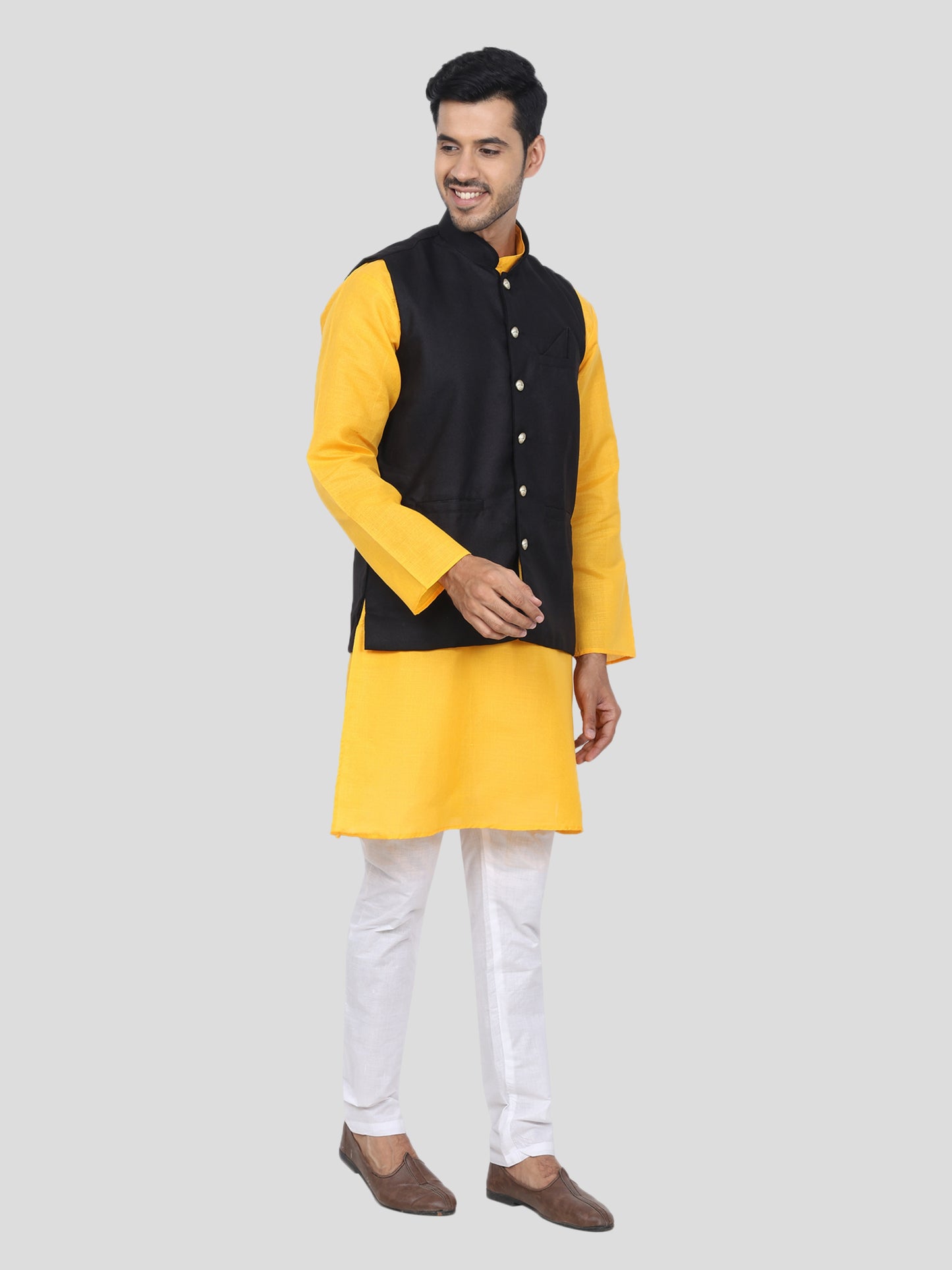 Youth Robe Men's Kurta Pajama with Modi Jacket (Yellow)