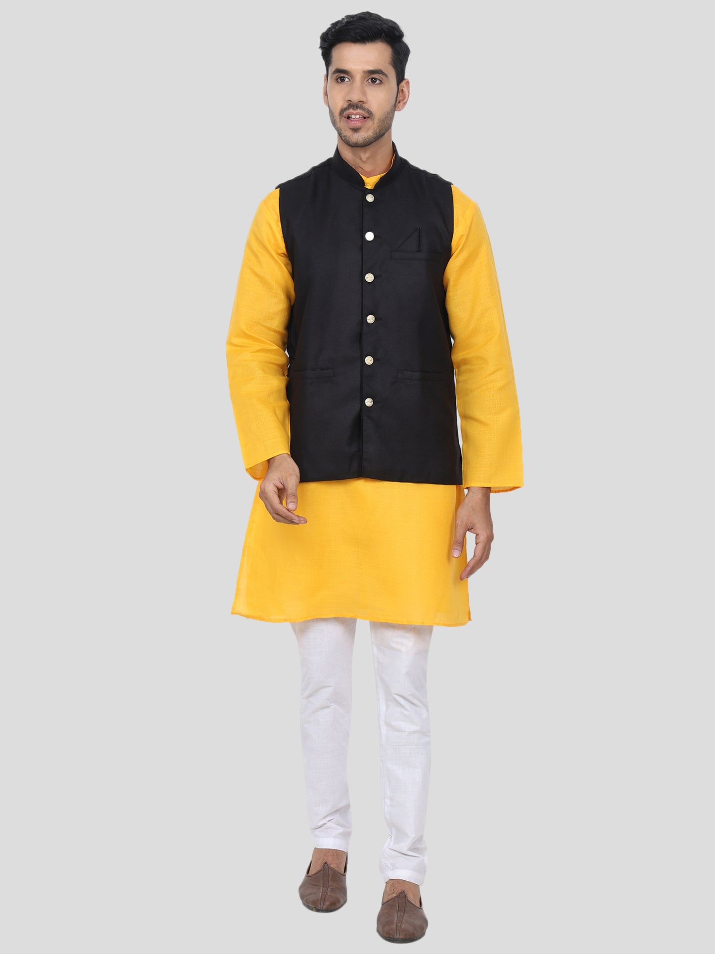 Youth Robe Men's Kurta Pajama with Modi Jacket (Yellow)