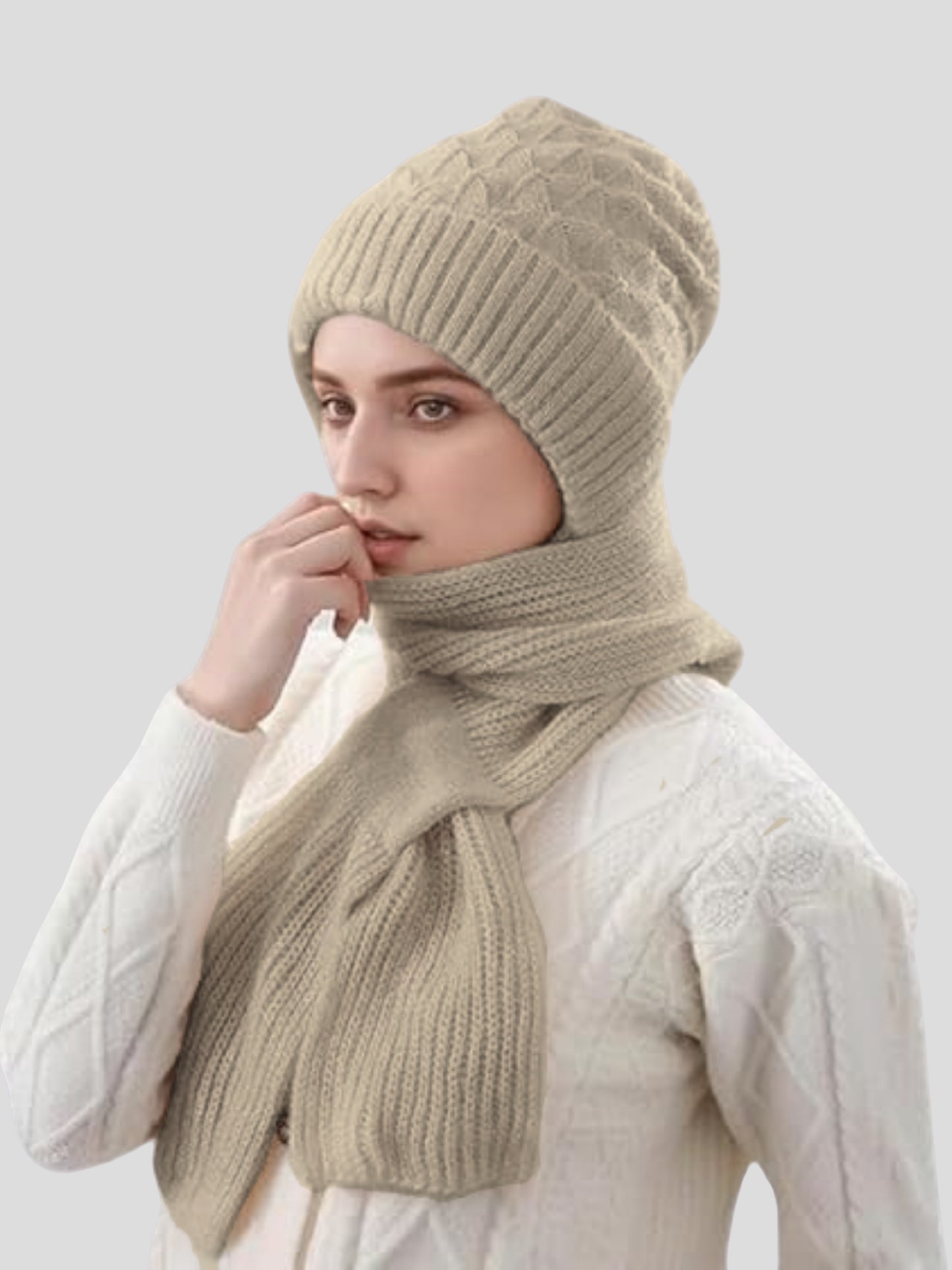 Youth Robe Ladies Scarf Set (Light Brown)