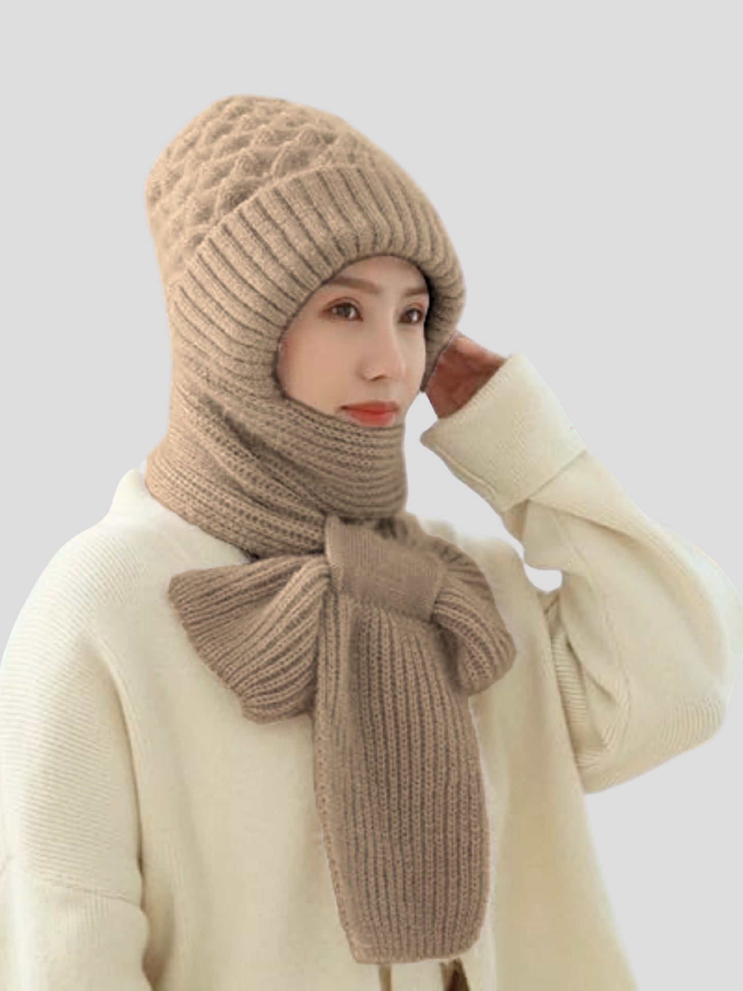 Youth Robe Ladies Scarf Set (Dark Brown)