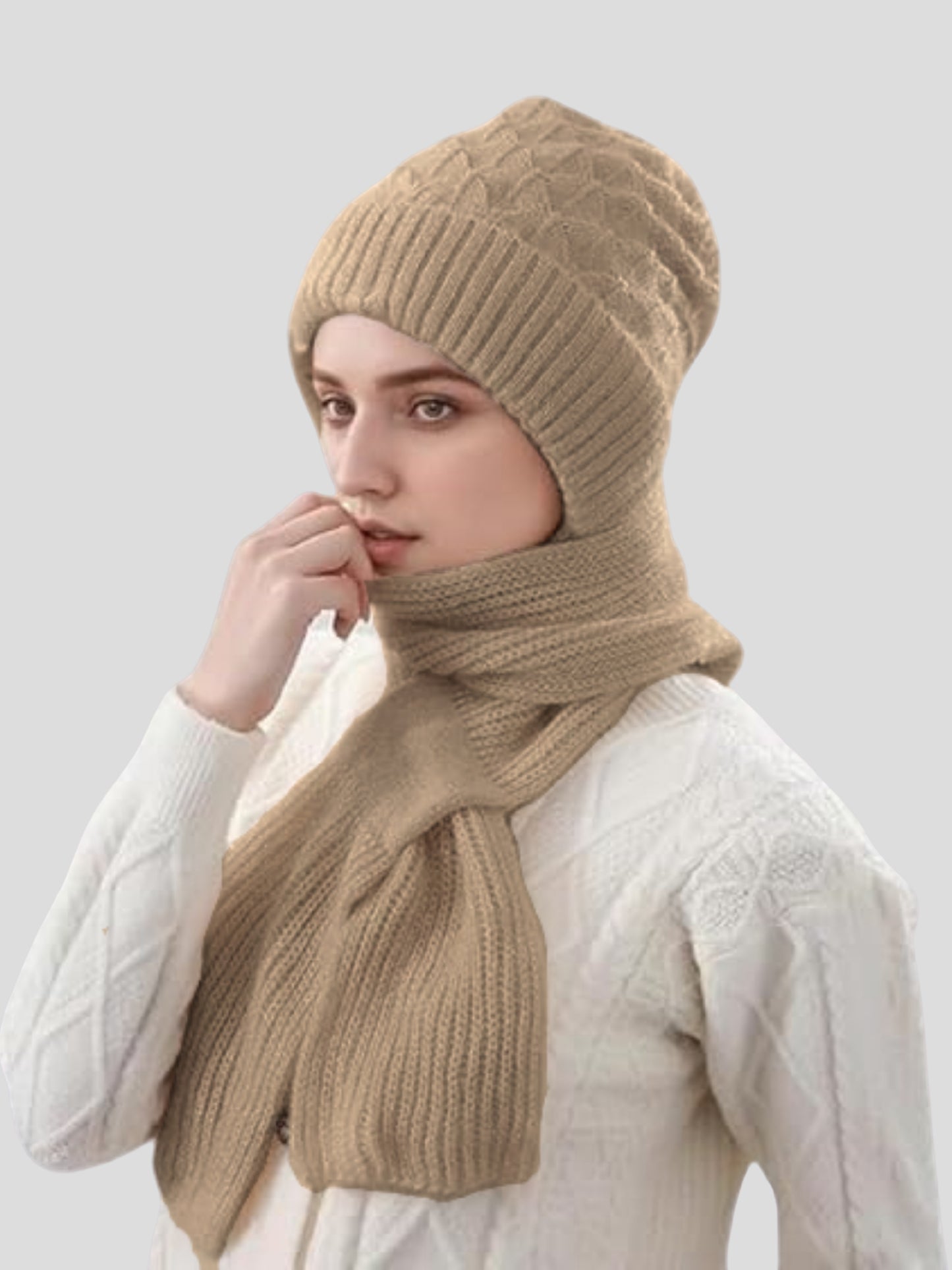Youth Robe Ladies Scarf Set (Dark Brown)