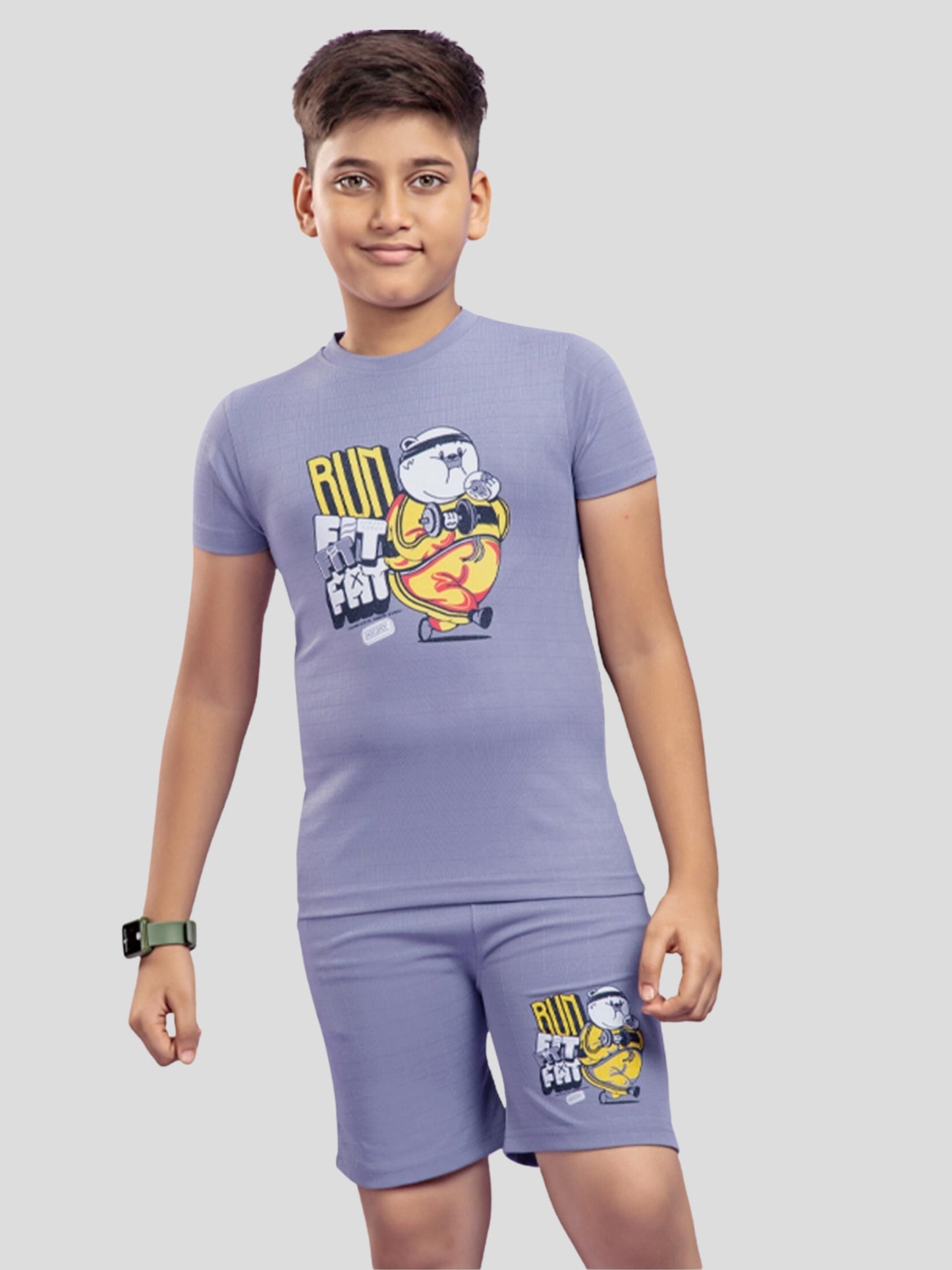 YOUTH ROBE Kids Co-Ord Set Printed (Grey)