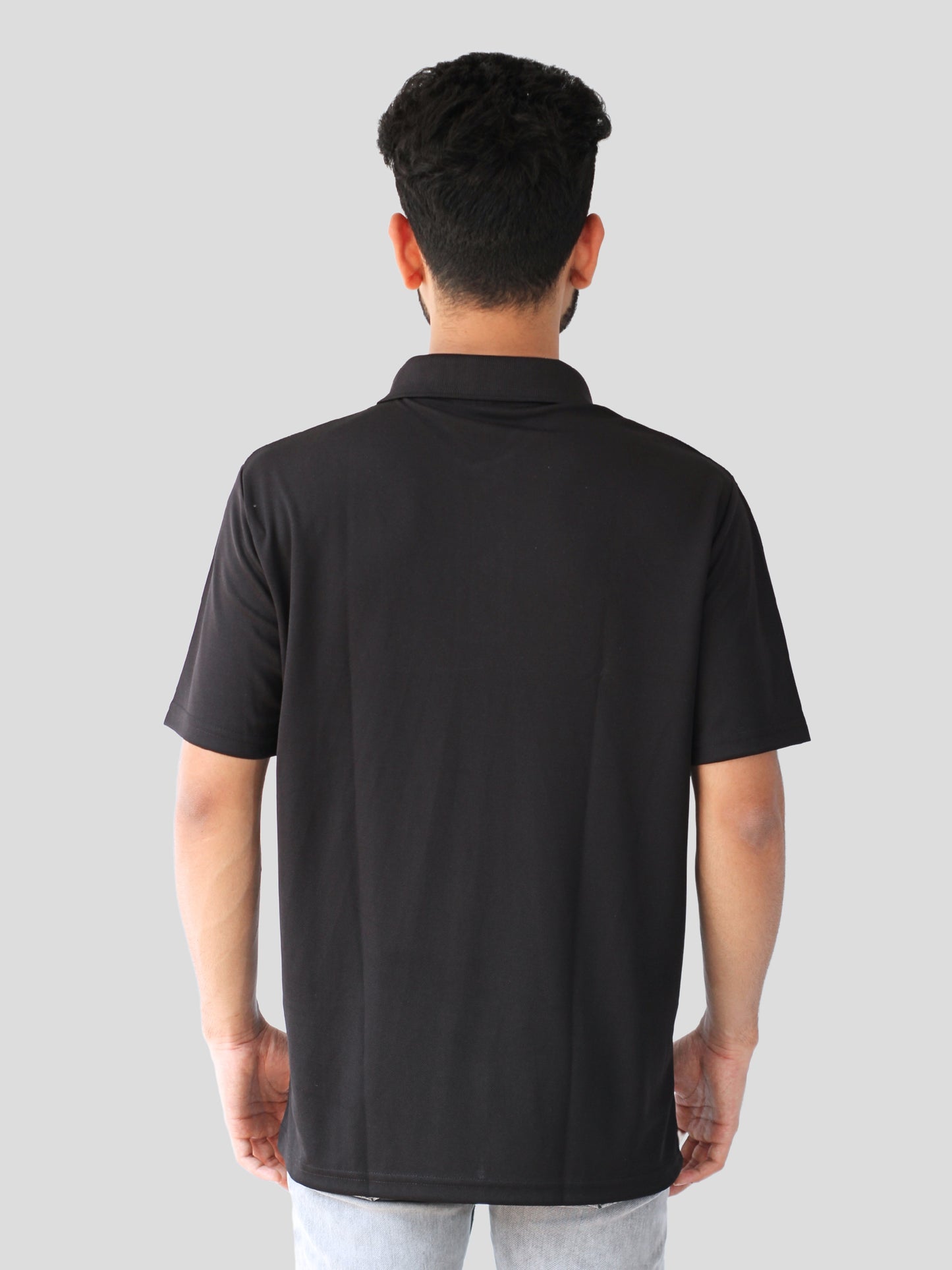 Youth Robe Men's Plain Collar T-Shirt (Black)