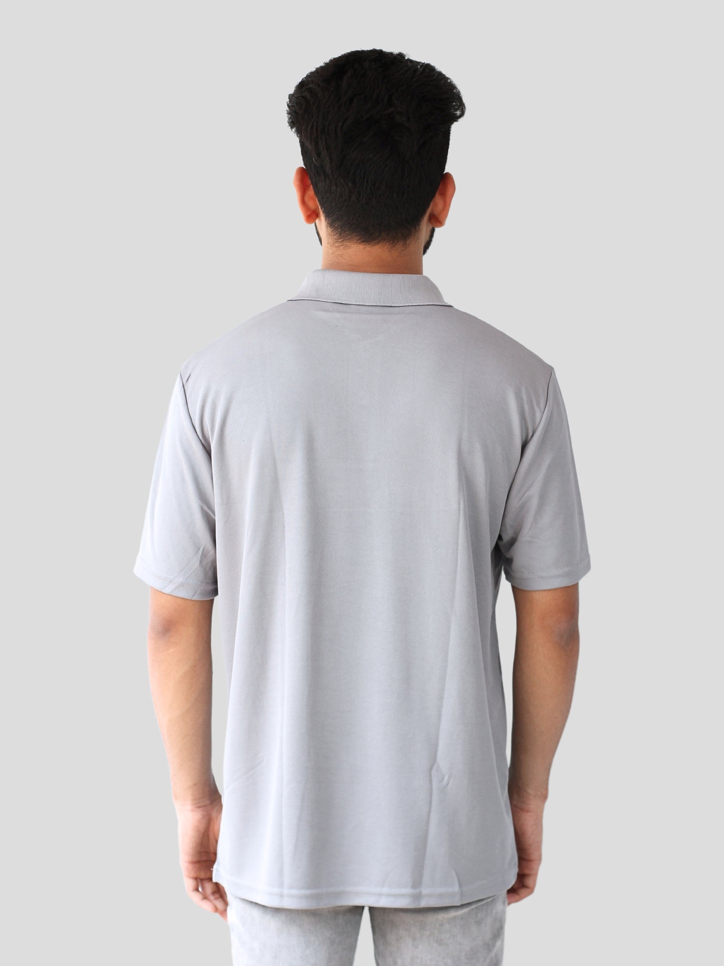 Youth Robe Men's Plain Collar T-Shirt (Grey)