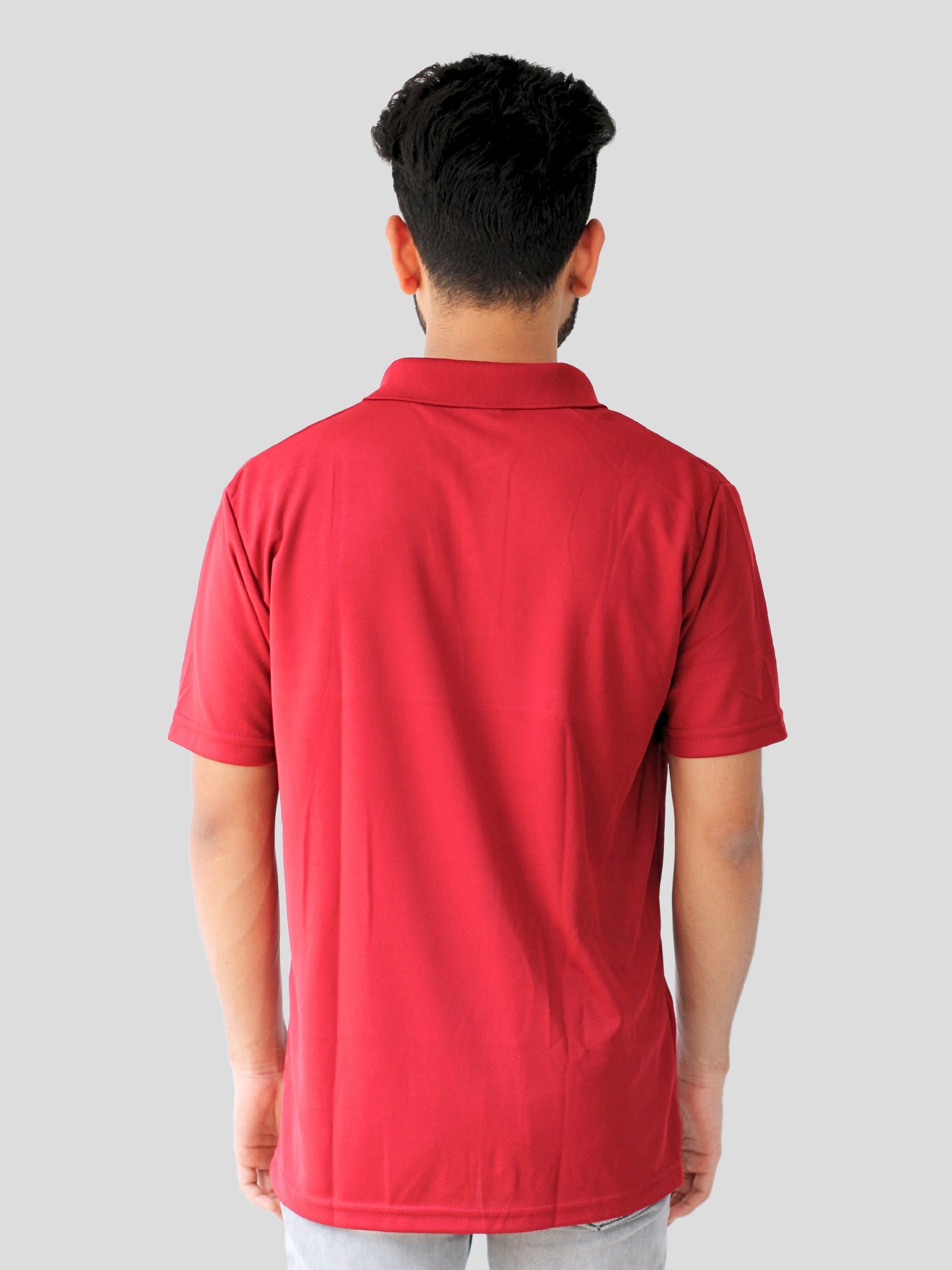 Youth Robe Men's Plain Collar T-Shirt (Red)