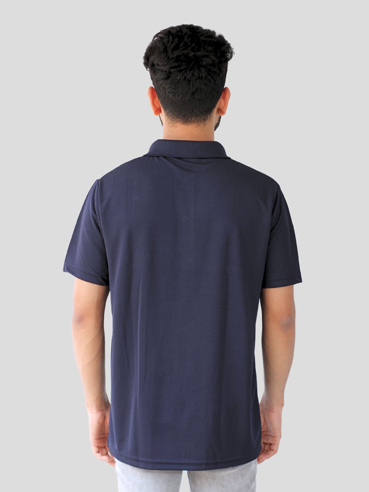 Youth Robe Men's Plain Collar T-Shirt (Navy blue)