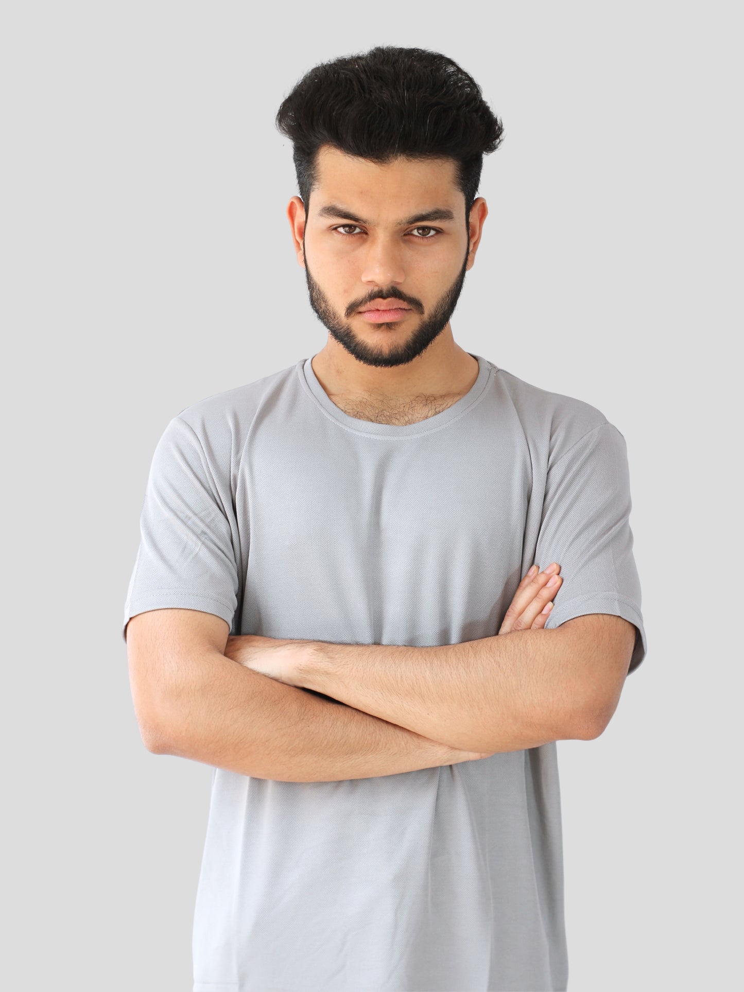 Youth Robe Men's Plain Round Neck T-Shirt (Grey)