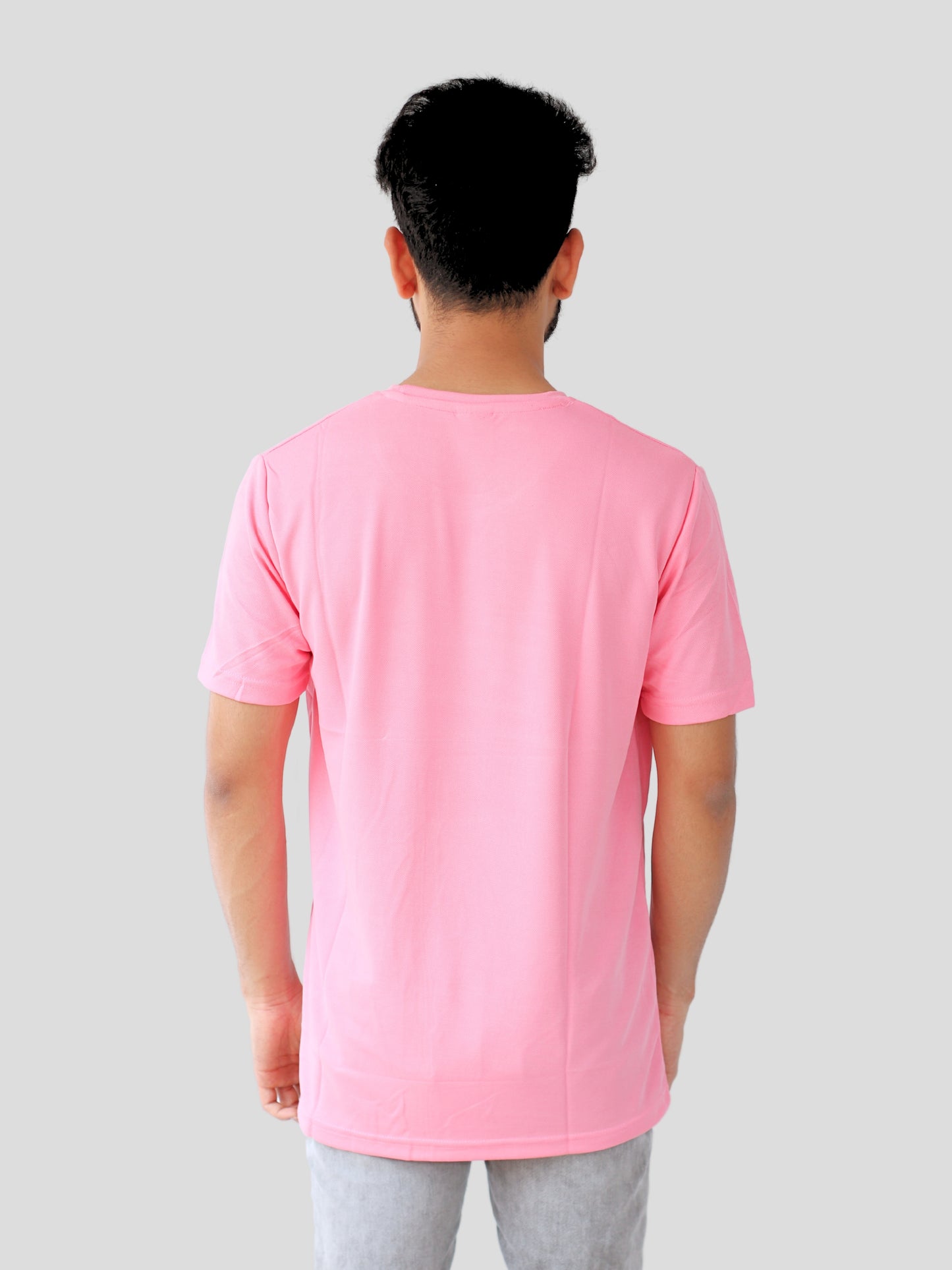 Youth Robe Men's Plain Round Neck T-Shirt (Pink)