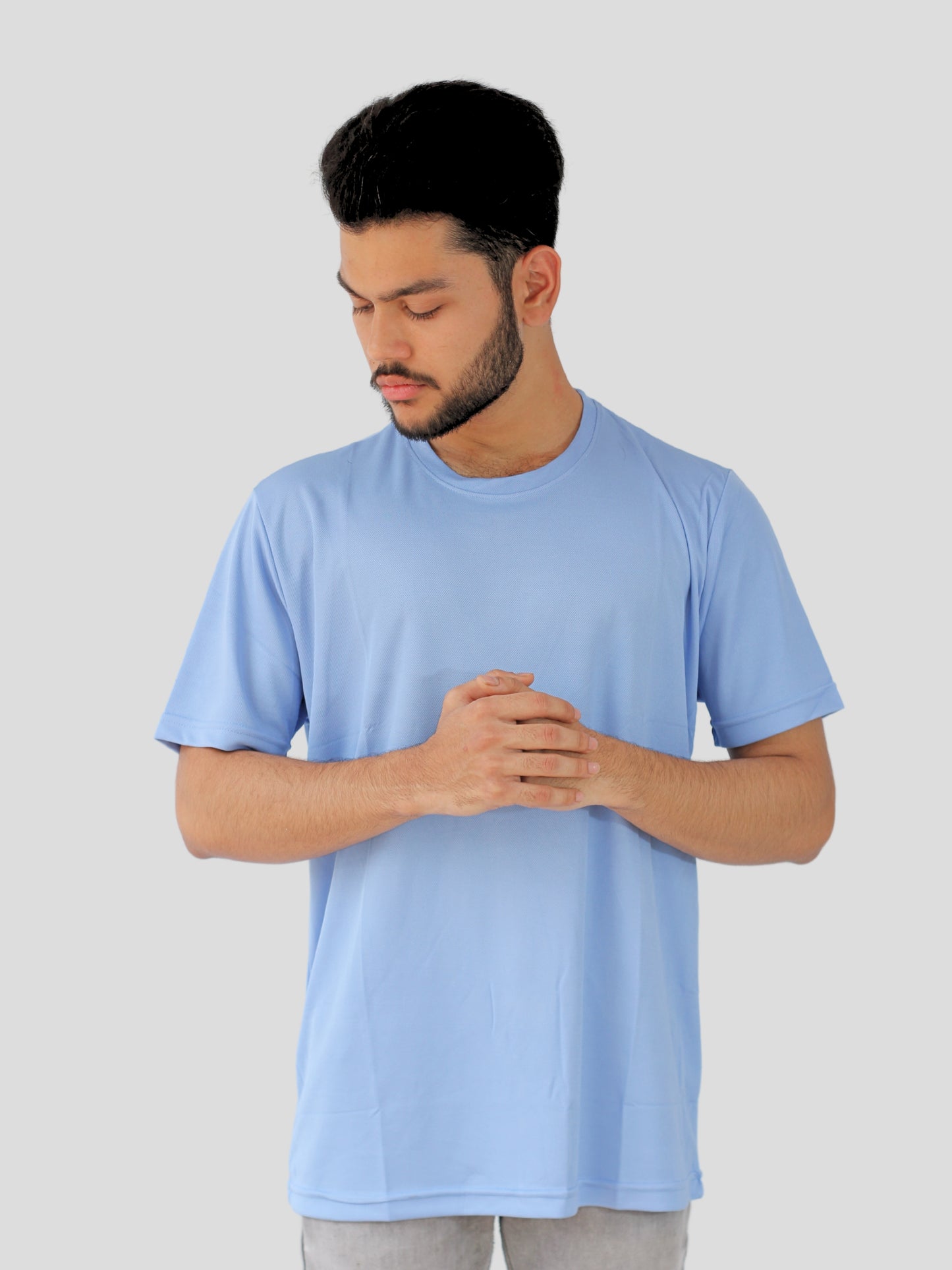 Youth Robe Men's Plain Round Neck T-Shirt (Sky Blue)