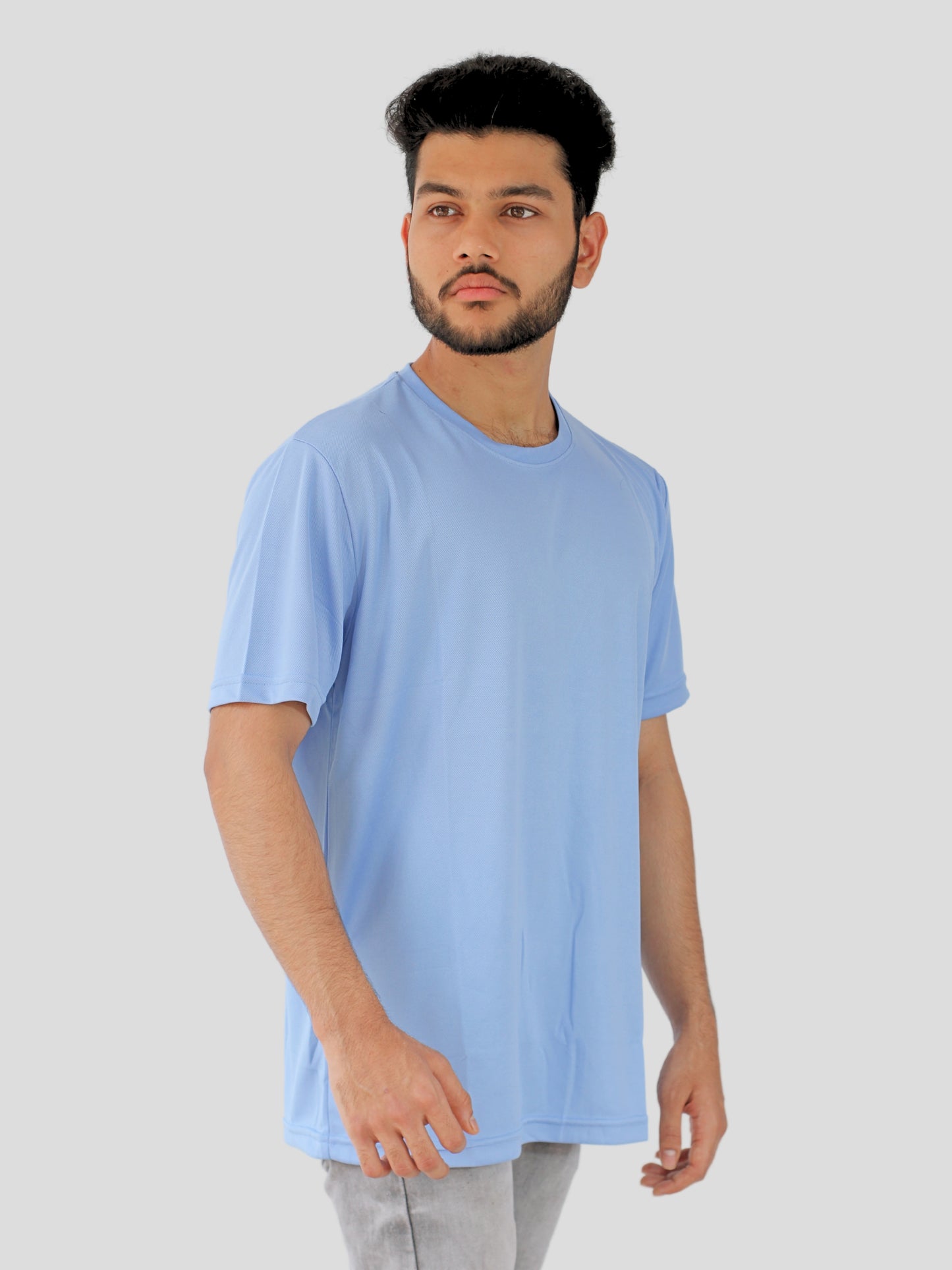 Youth Robe Men's Plain Round Neck T-Shirt (Sky Blue)