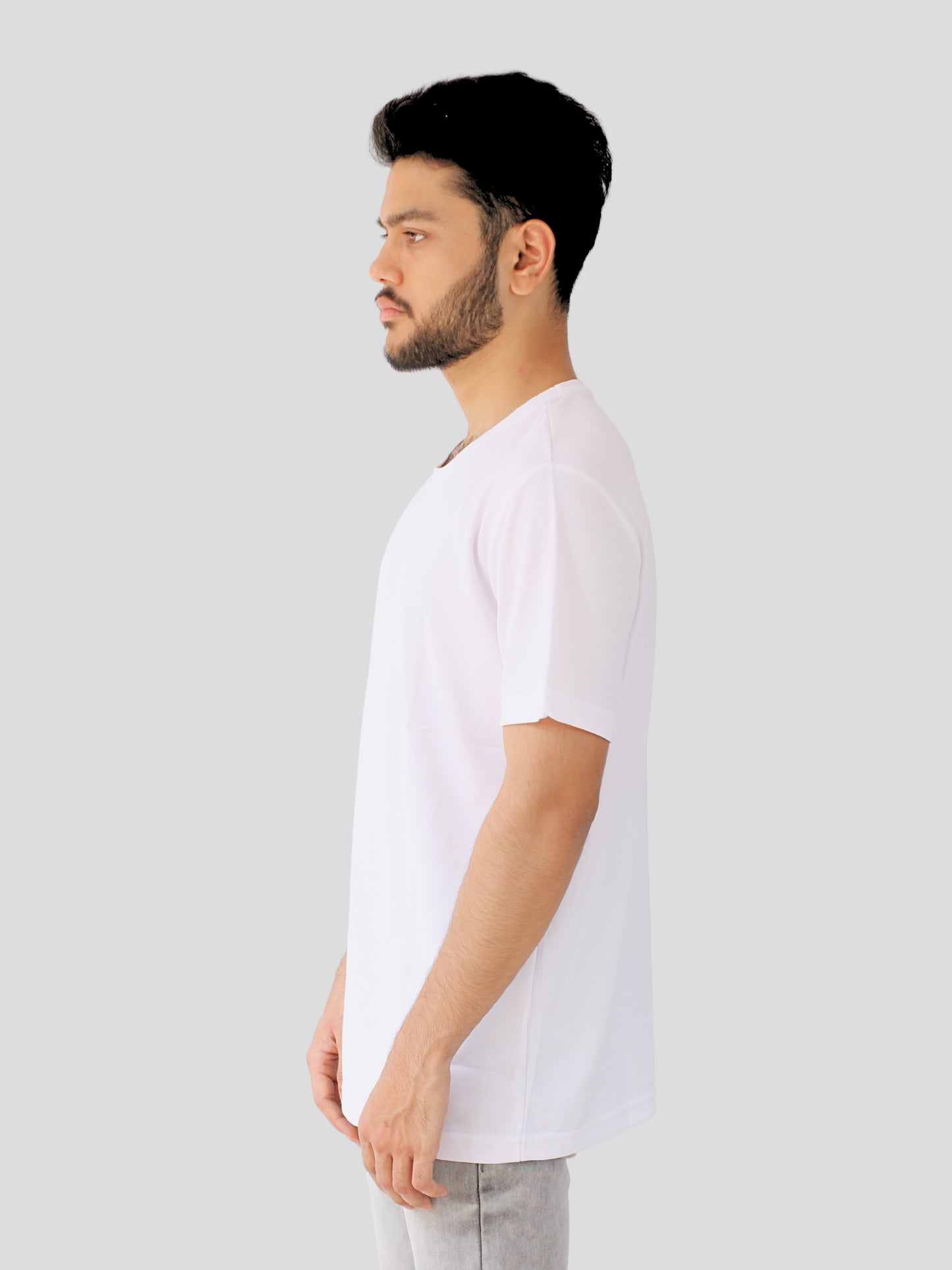 Youth Robe Men's Plain Round Neck T-Shirt (White)