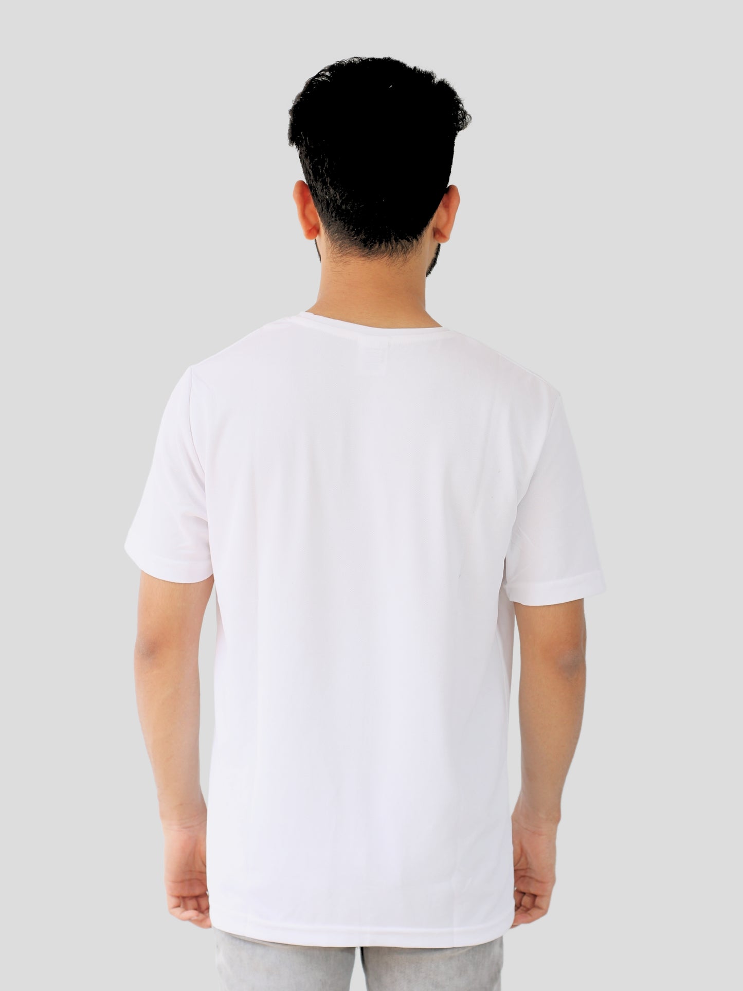 Youth Robe Men's Plain Round Neck T-Shirt (White)