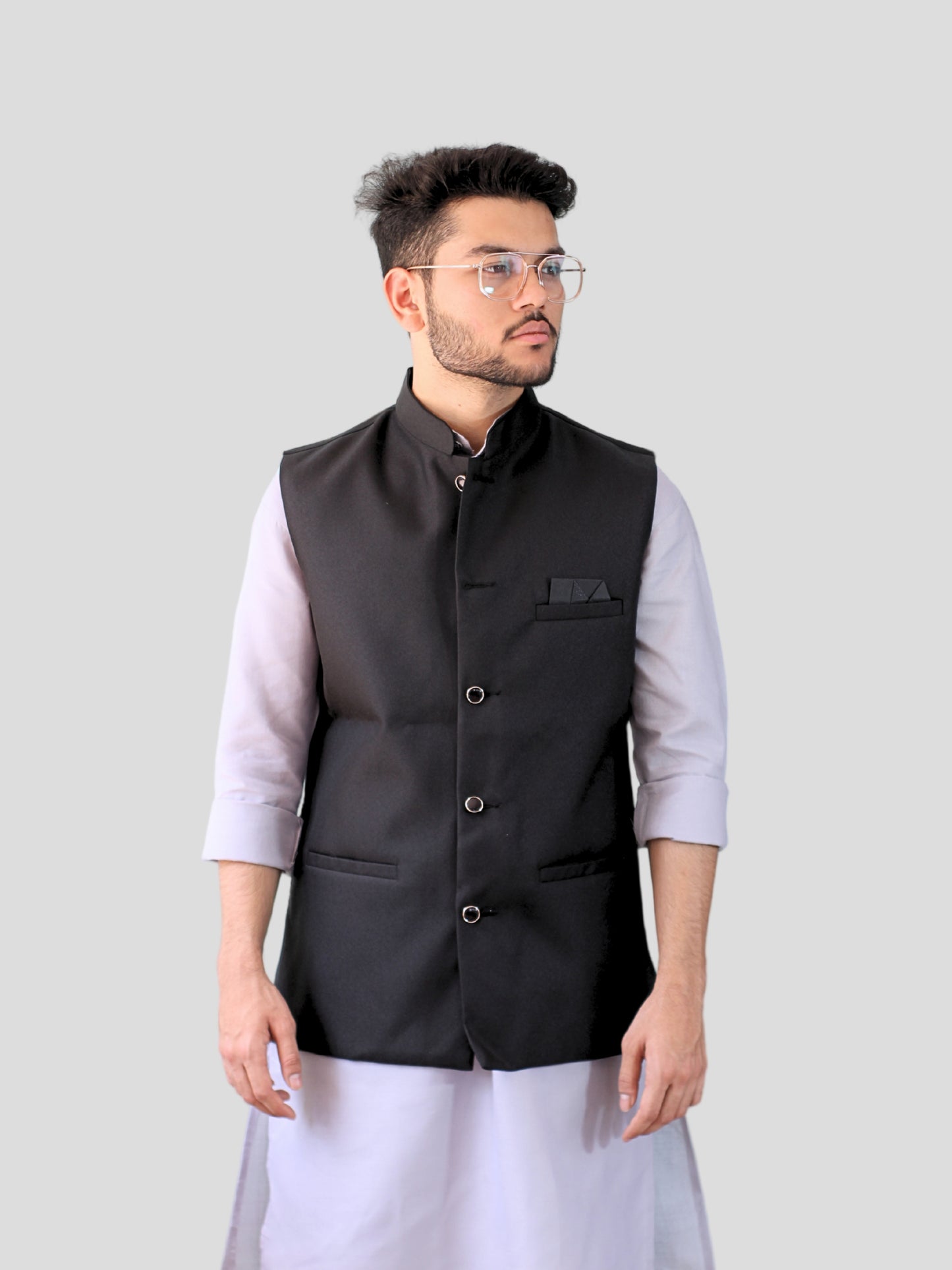 Youth Robe Men's Kurta Pajama with Modi Jacket (Black)