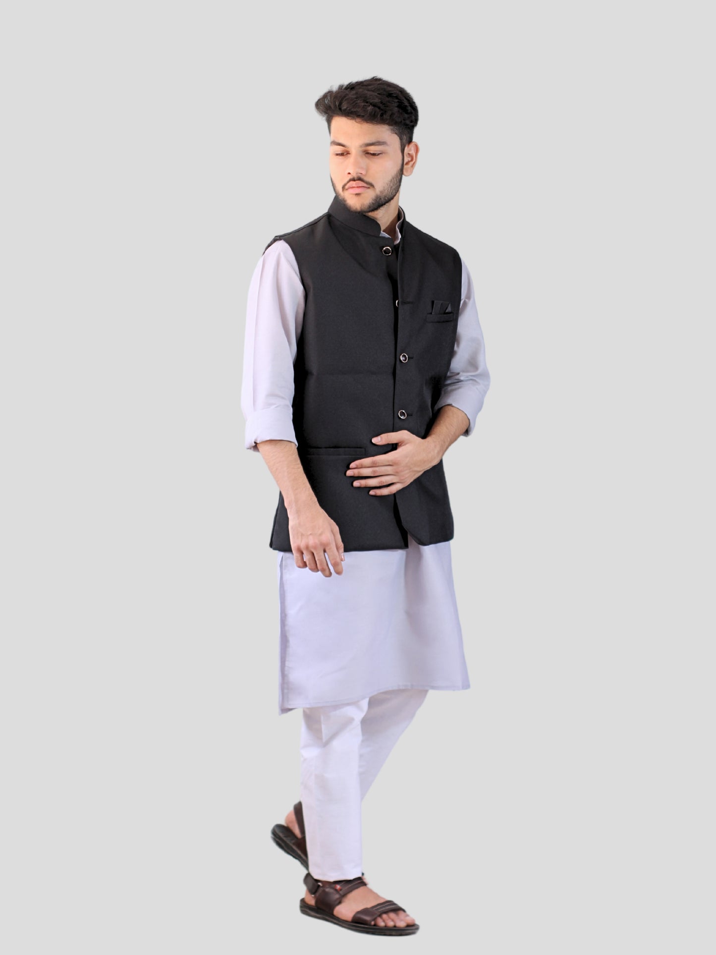 Youth Robe Men's Kurta Pajama with Modi Jacket (Black)