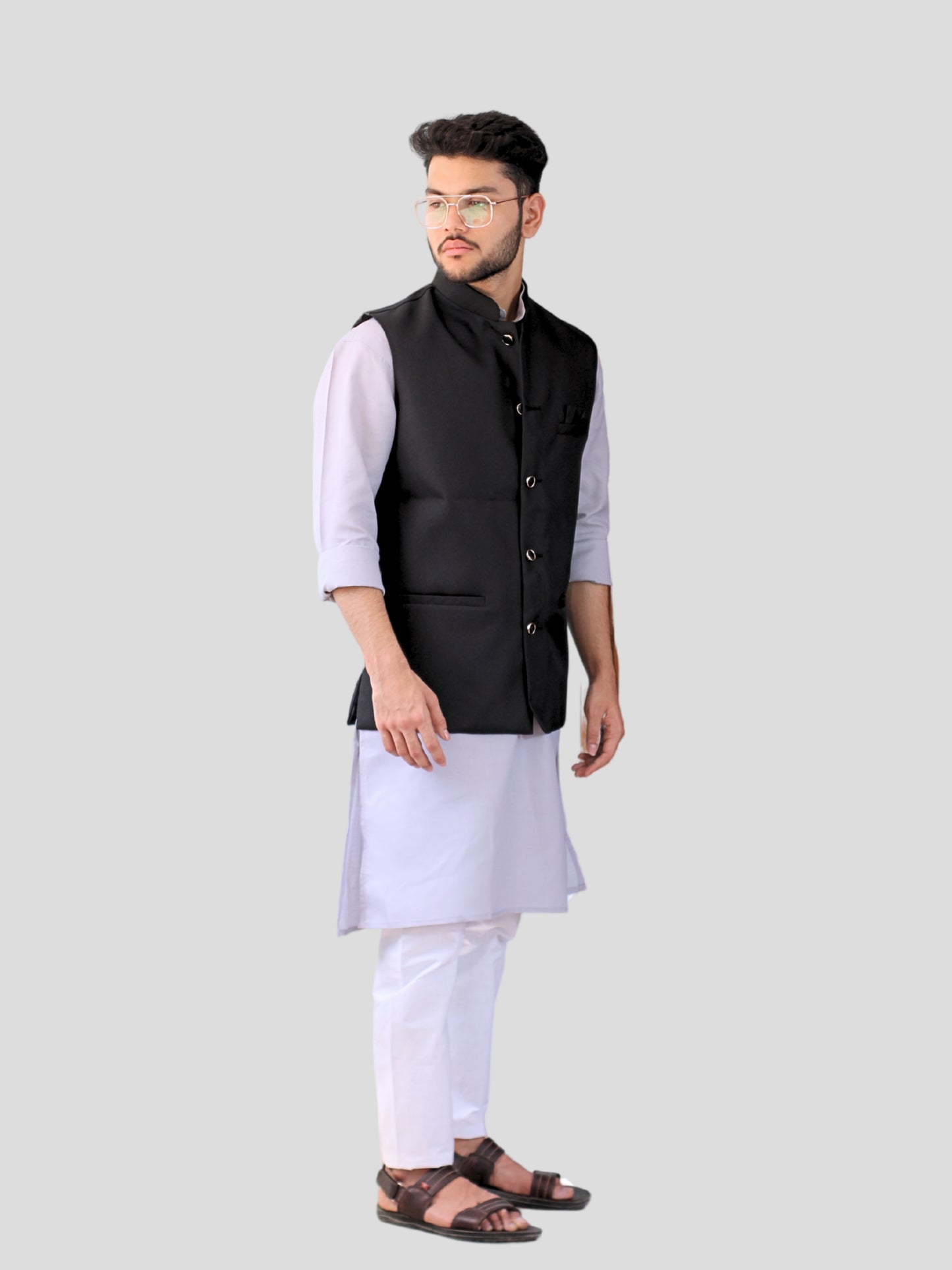 Youth Robe Men's Kurta Pajama with Modi Jacket (Black)