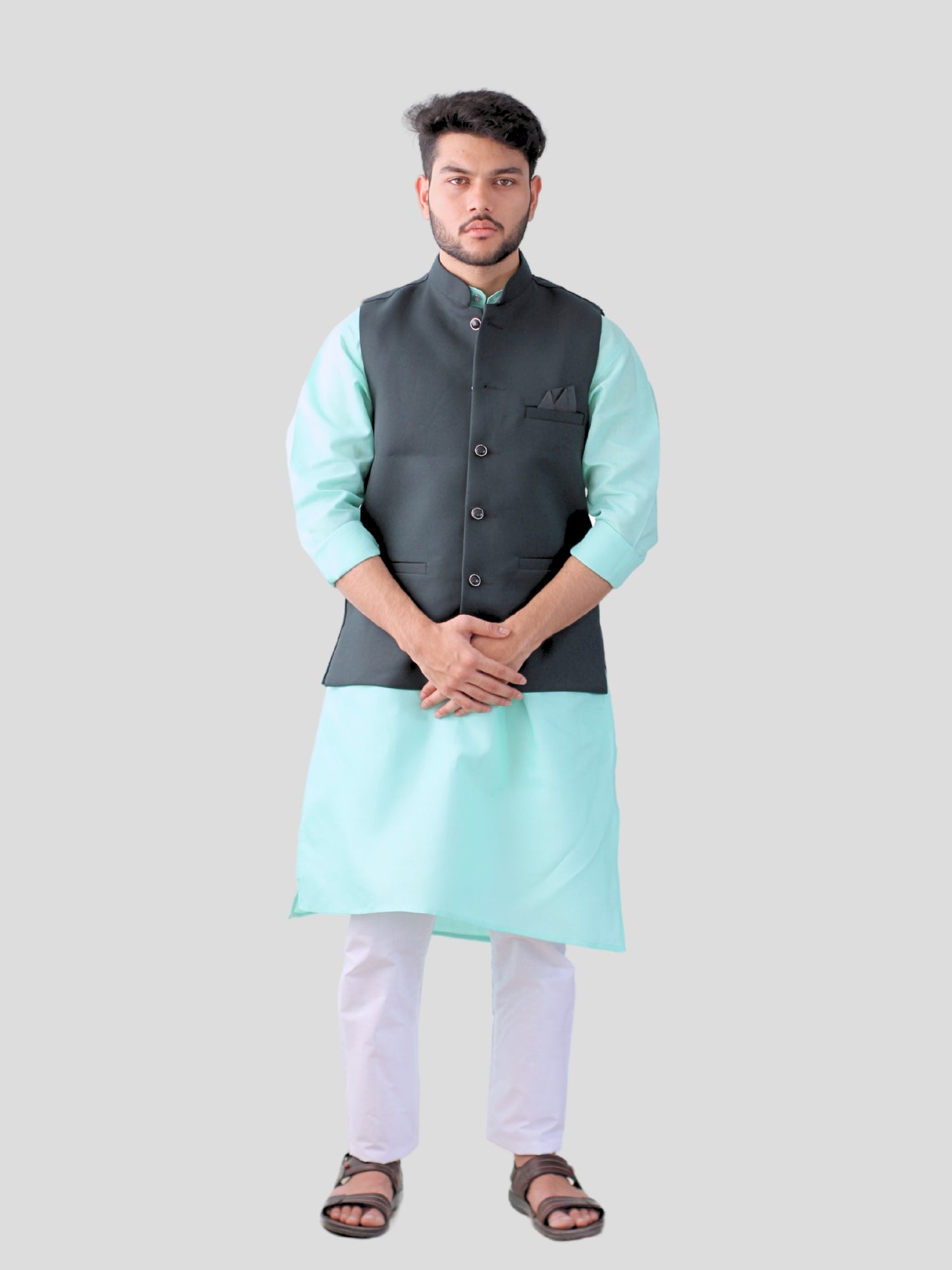 Youth Robe Men's Kurta Pajama with Modi Jacket (Dark Green)