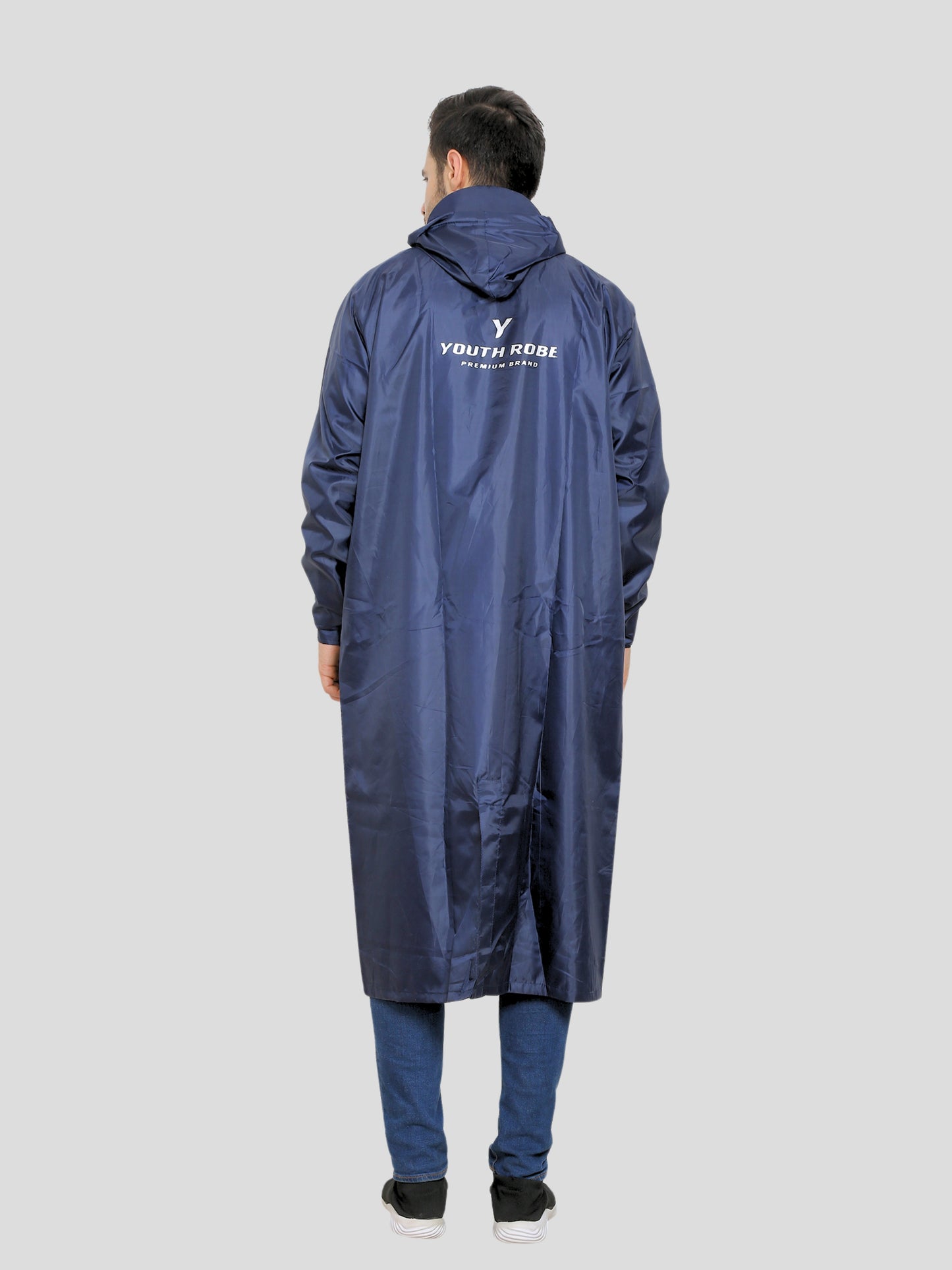 YOUTH ROBE Men's Long Raincoat (Blue)