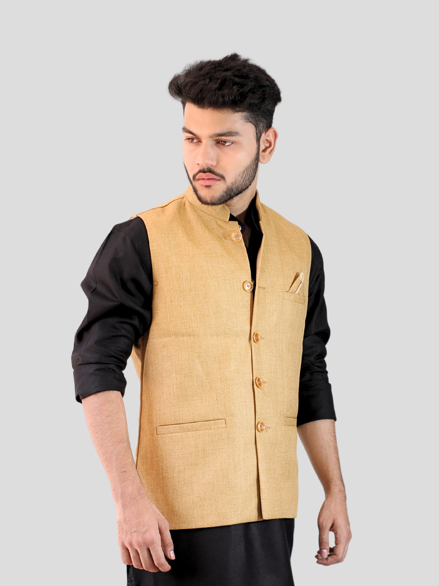 Youth Robe Men's Kurta Pajama with Modi Jacket (Golden)
