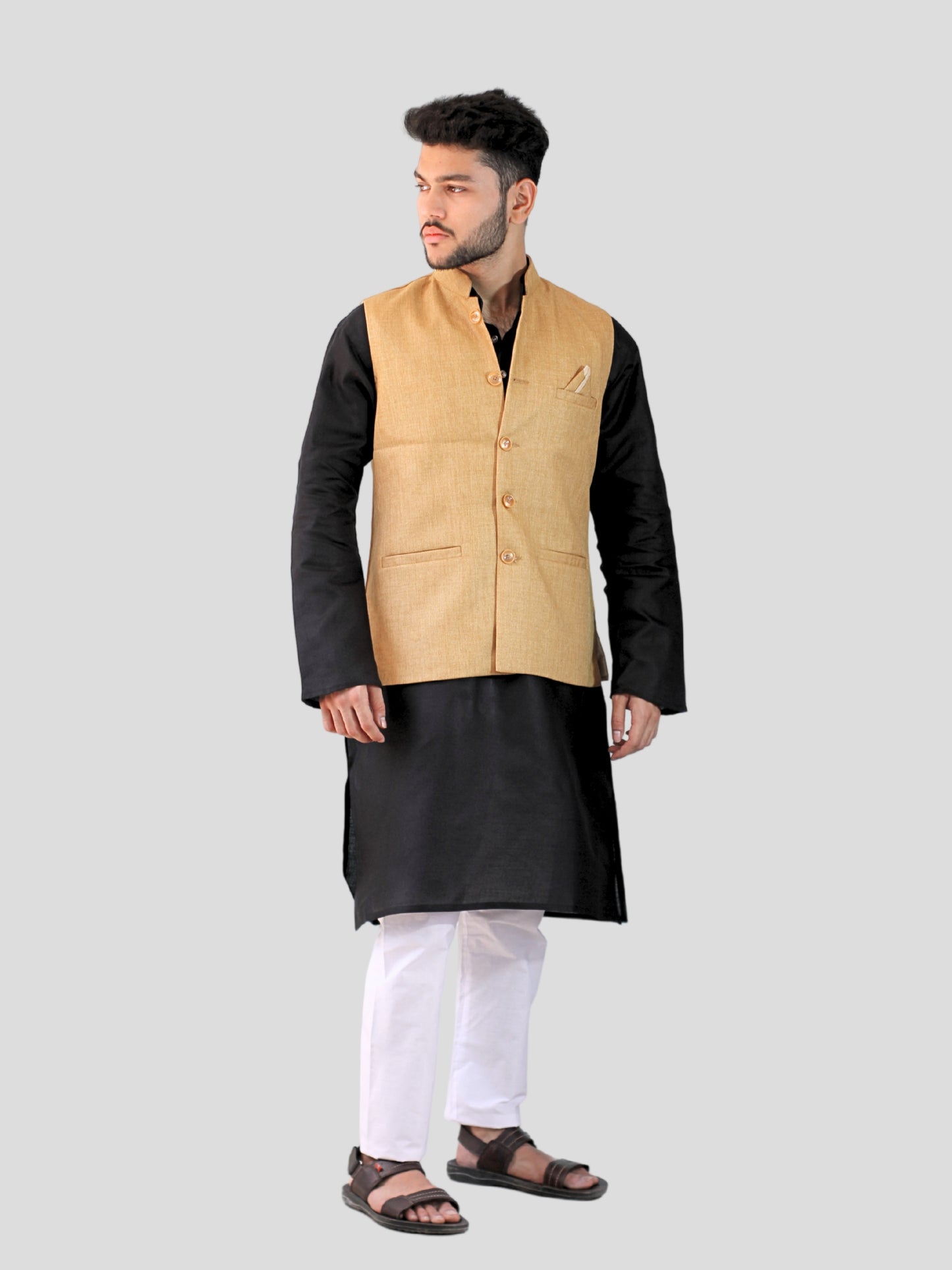 Youth Robe Men's Kurta Pajama with Modi Jacket (Golden)