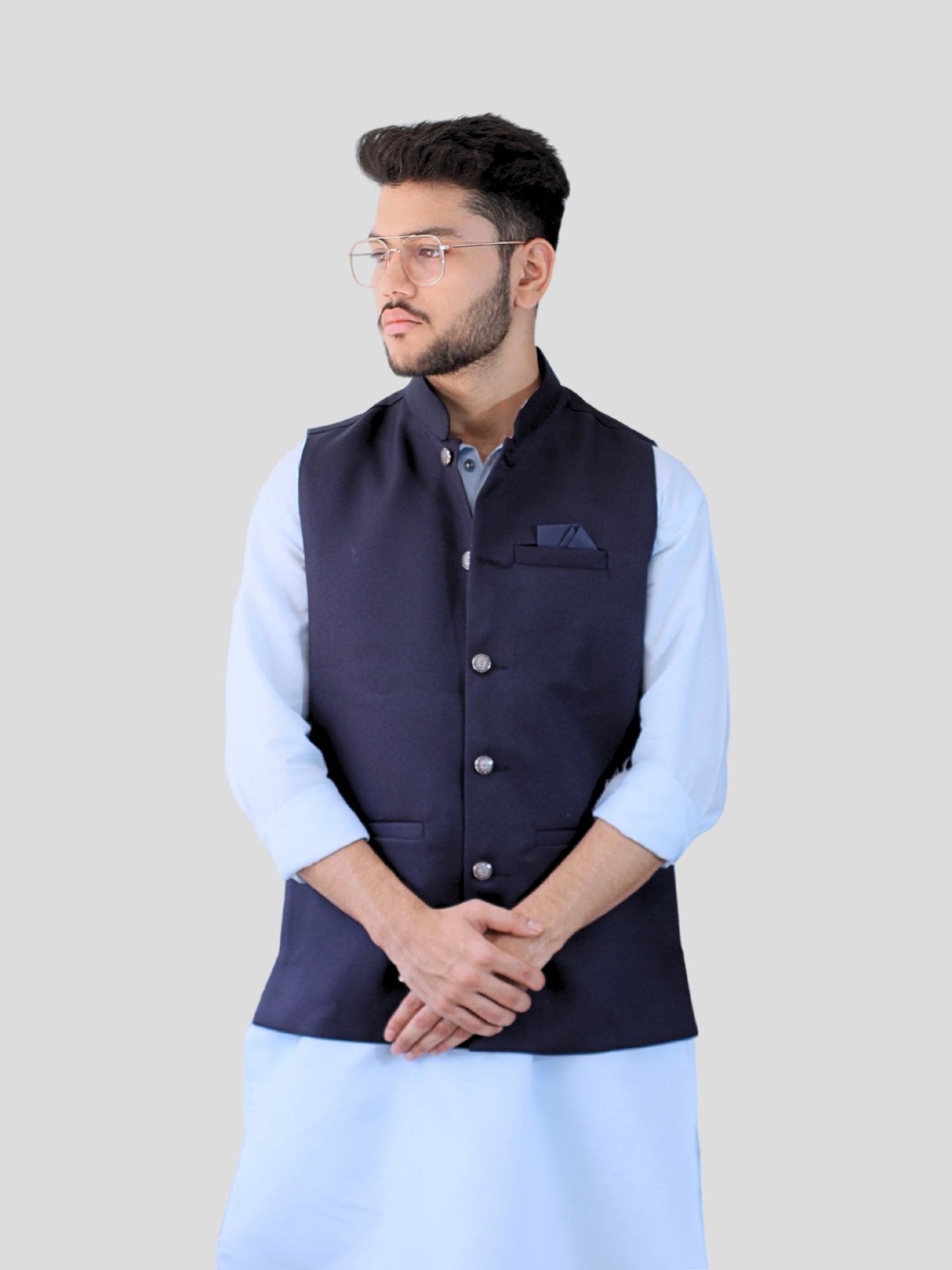 Youth Robe Men's Kurta Pajama with Modi Jacket (Navy Blue)