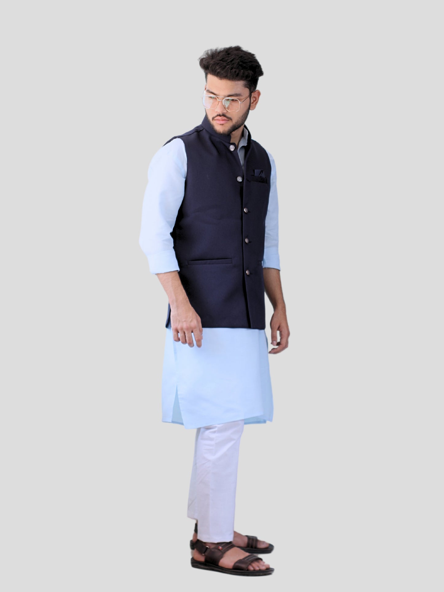 Youth Robe Men's Kurta Pajama with Modi Jacket (Navy Blue)