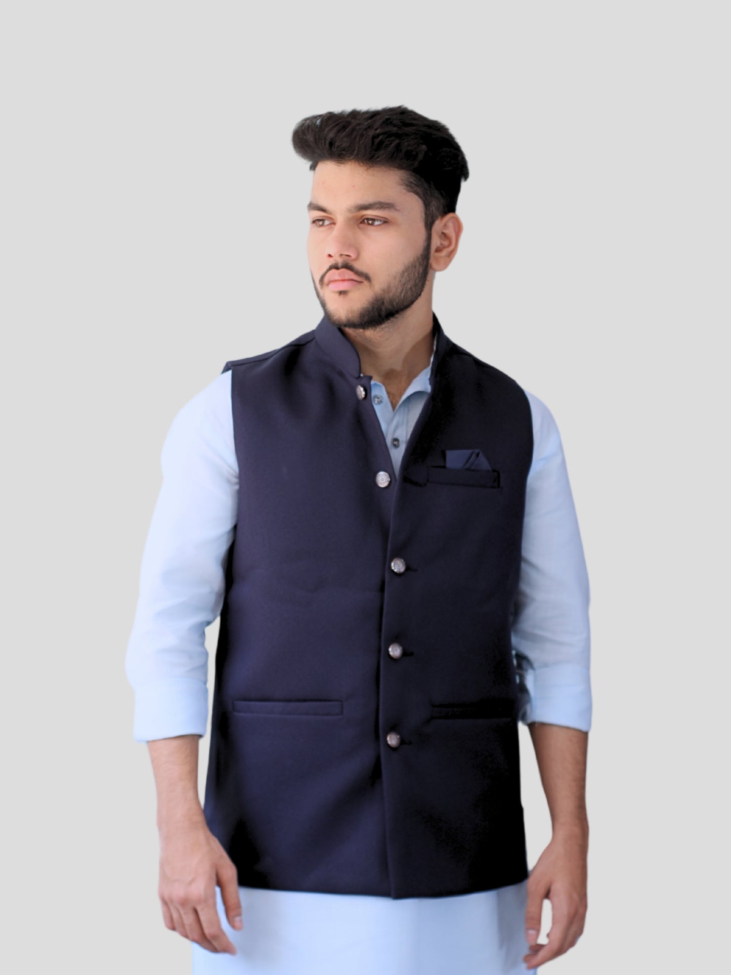 Youth Robe Men's Kurta Pajama with Modi Jacket (Navy Blue)