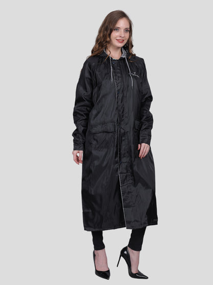 YOUTH ROBE Women's Long Raincoat (Black)